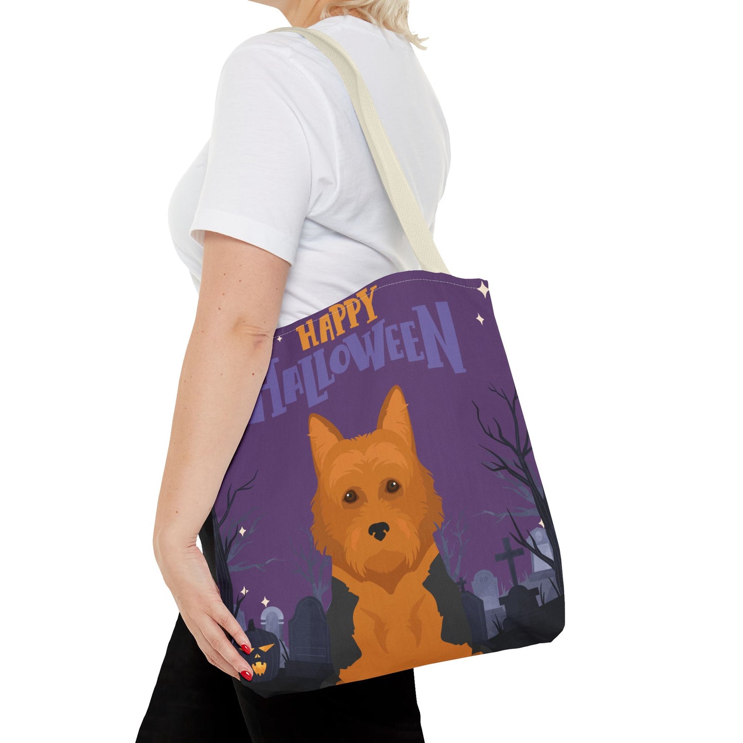 Australian Terrier Dog Happy Halloween Tote Bag 16x16