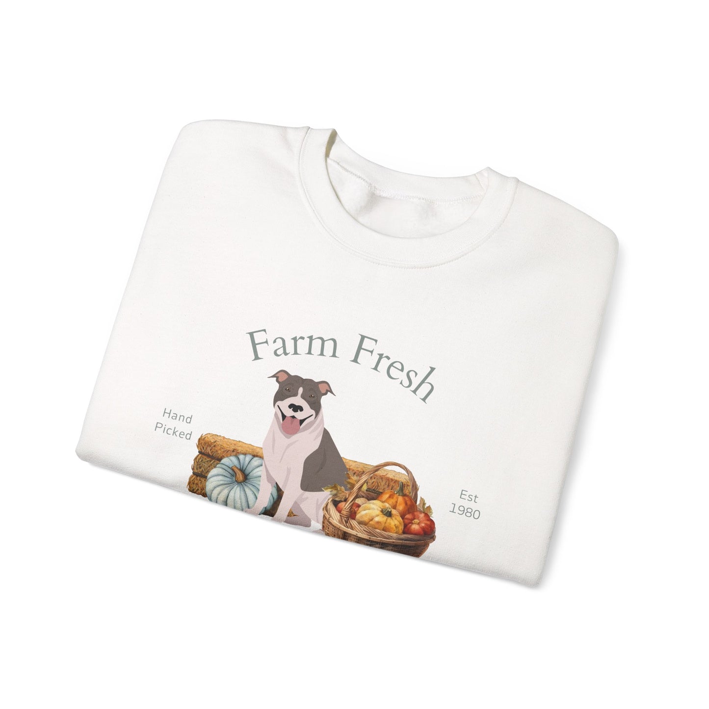 Pit Bull Terrier Dog Fall Farm Fresh Unisex Heavy Blend Crewneck Sweatshirt