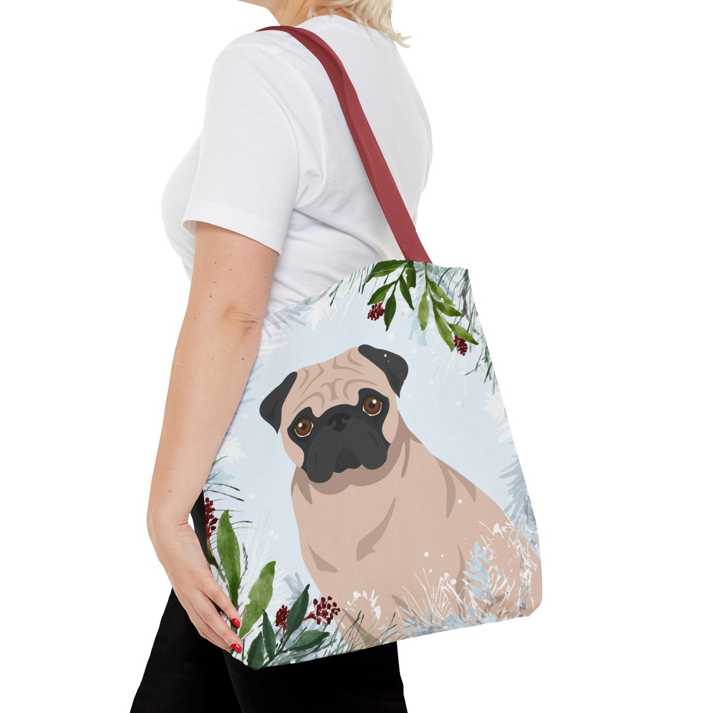 Pug Dog Christmas Holiday Tote Bag 16x16