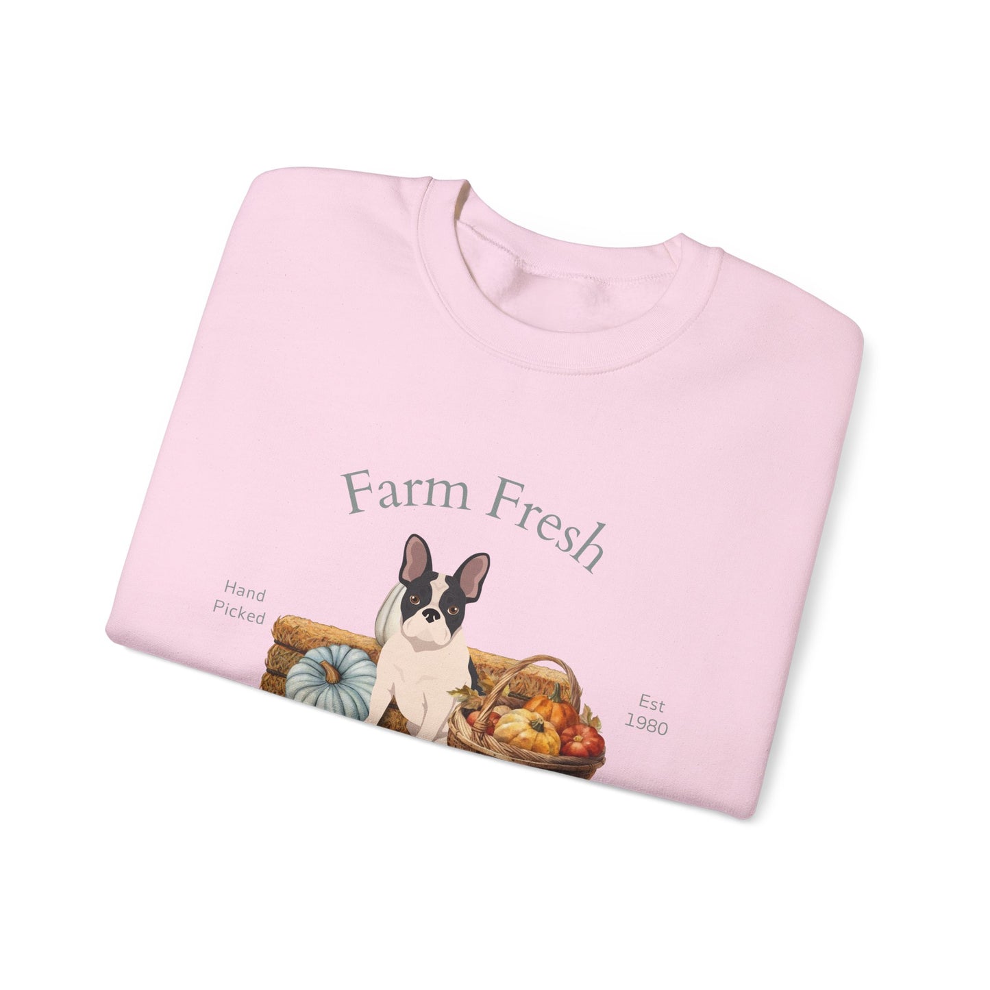 French Bulldog Dog Fall Farm Fresh Unisex Heavy Blend Crewneck Sweatshirt