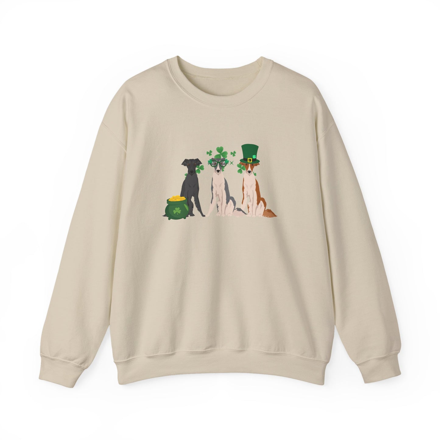 Silken Windhound Dog St Patricks Day Unisex Heavy Blend Crewneck Sweatshirt, St Pattys day, Cute Dog Mom Gift