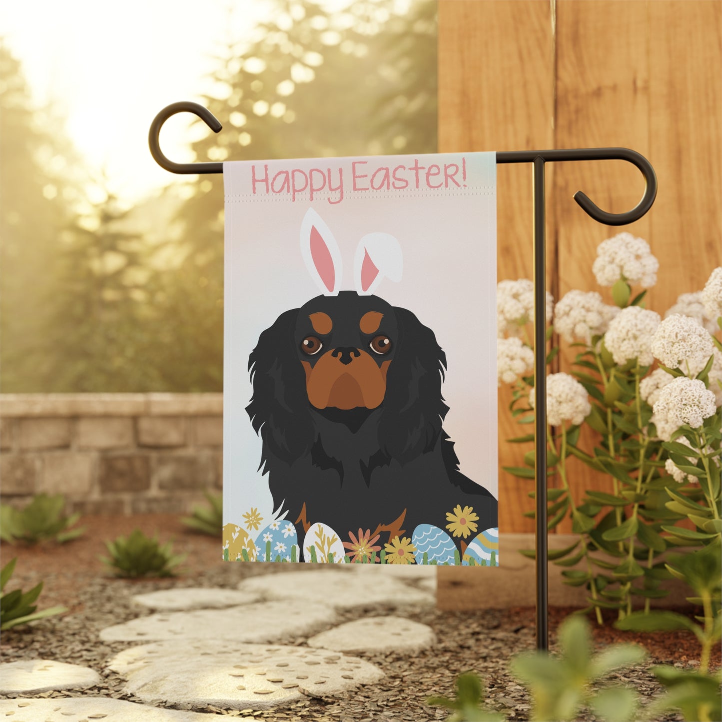 English Toy Dog Happy Easter Garden Flag