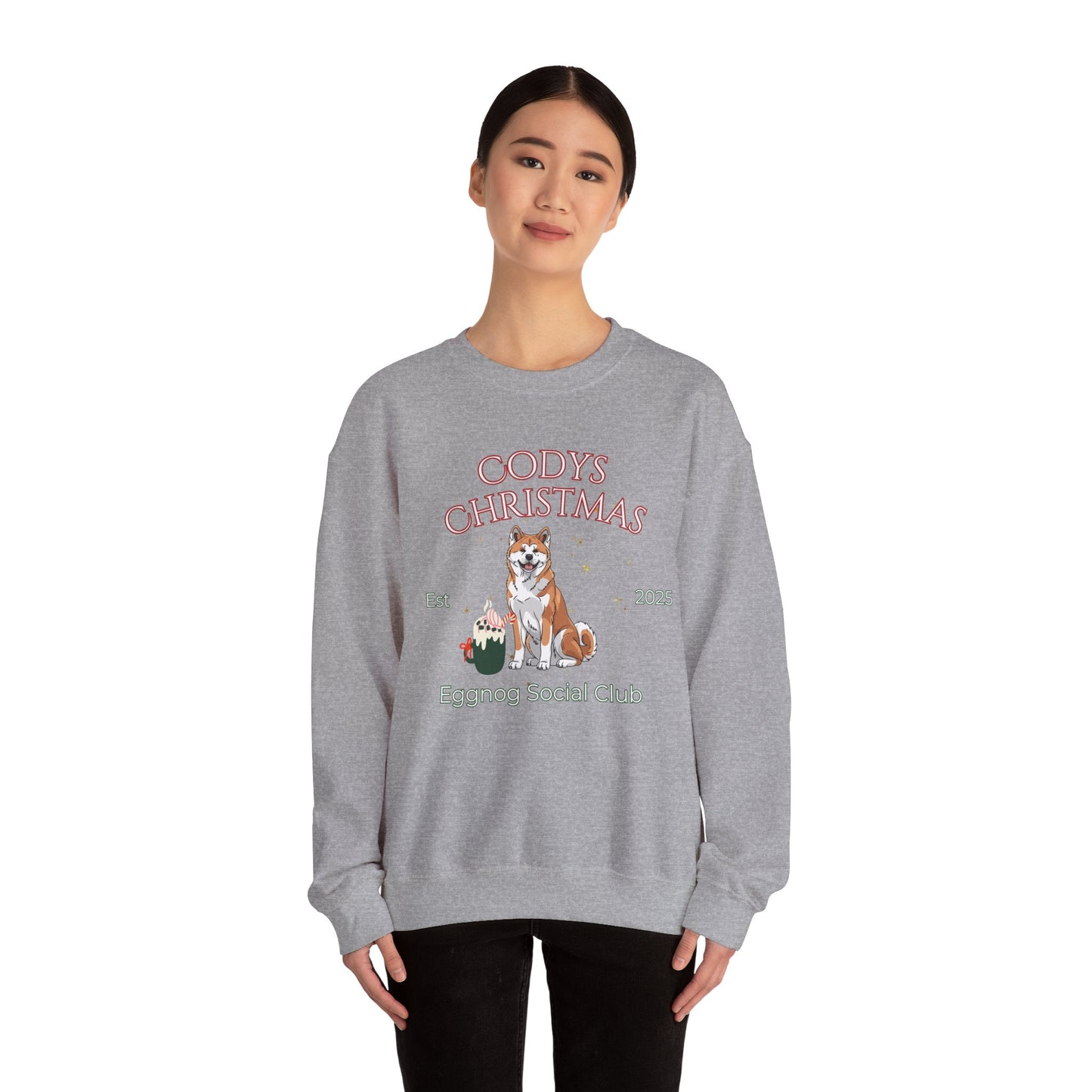 Japanese Akita Dog Christmas Social Club Unisex Heavy Blend Crewneck Sweatshirt Custom Name