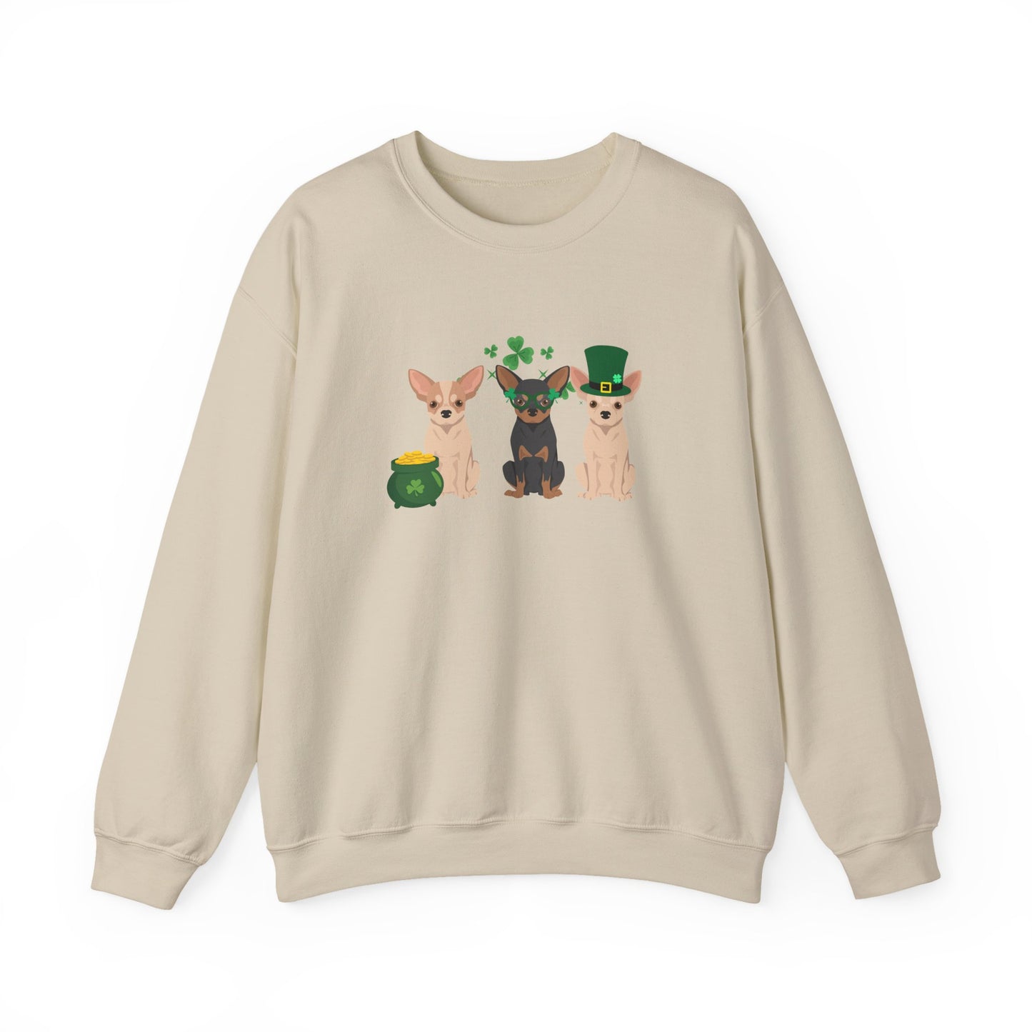 Chihuahua Dog St Patricks Day Unisex Heavy Blend Crewneck Sweatshirt, St Pattys day, Cute Dog Mom Gift