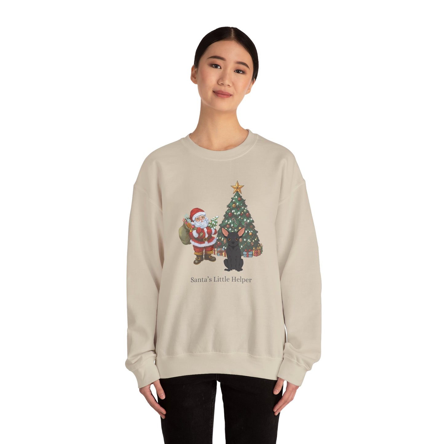 Chihuahua Dog Santa's Little Helper Unisex Heavy Blend Crewneck Sweatshirt
