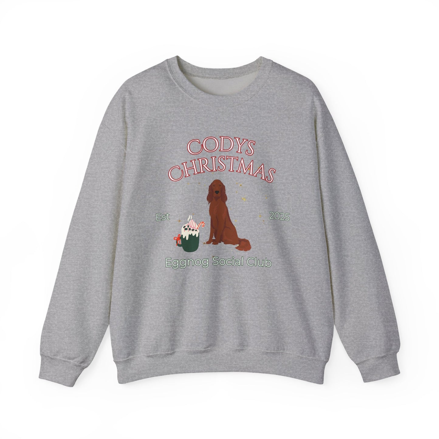 Irish Setter Dog Christmas Social Club Unisex Heavy Blend Crewneck Sweatshirt Custom Name