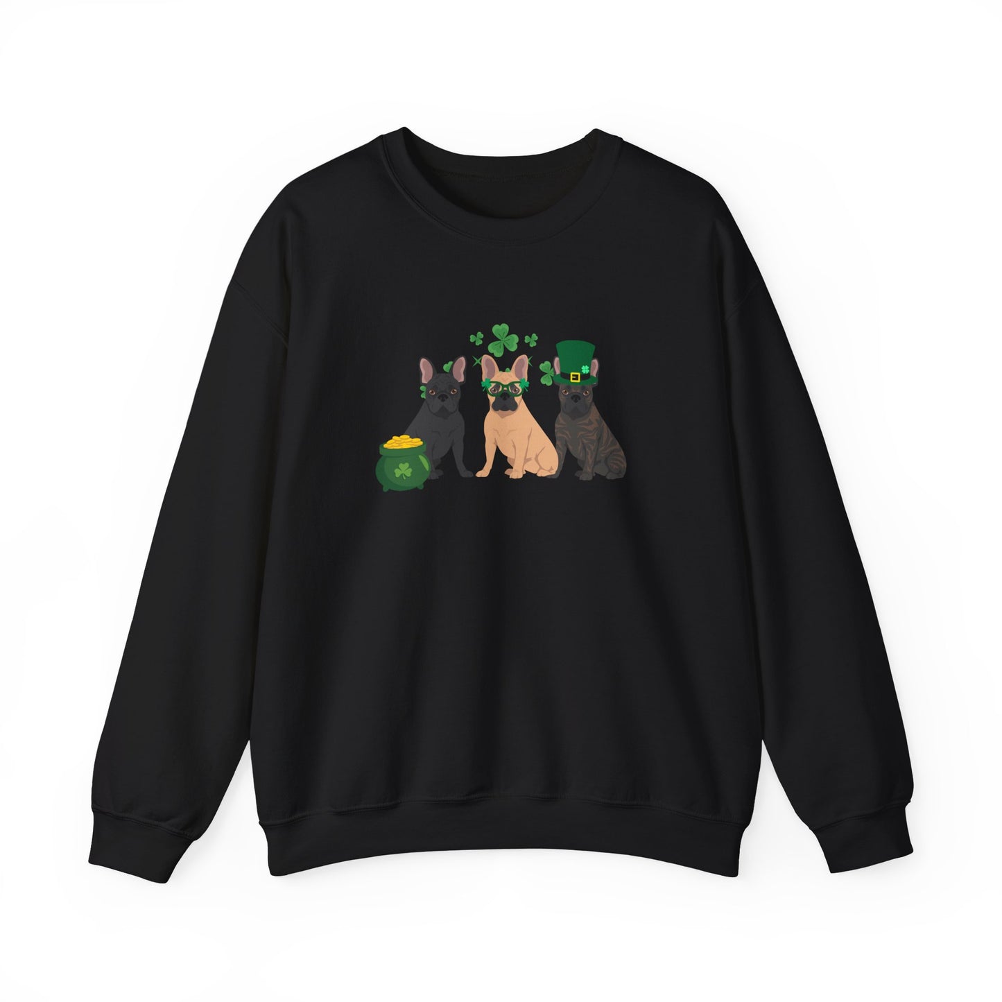 French Bulldog Dog St Patricks Day Unisex Heavy Blend Crewneck Sweatshirt, St Pattys day, Cute Dog Mom Gift