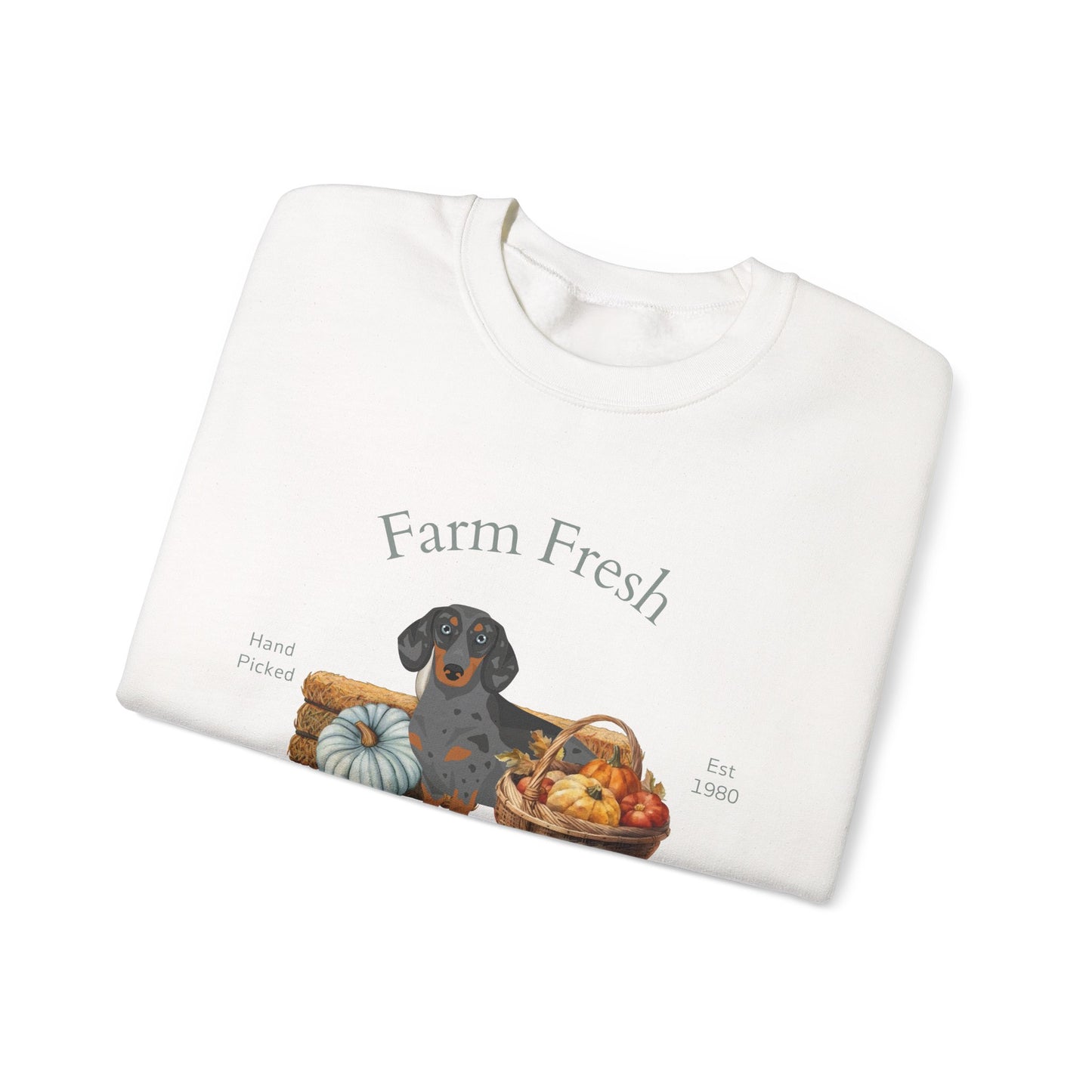 Dachshund Dog Fall Farm Fresh Unisex Heavy Blend Crewneck Sweatshirt
