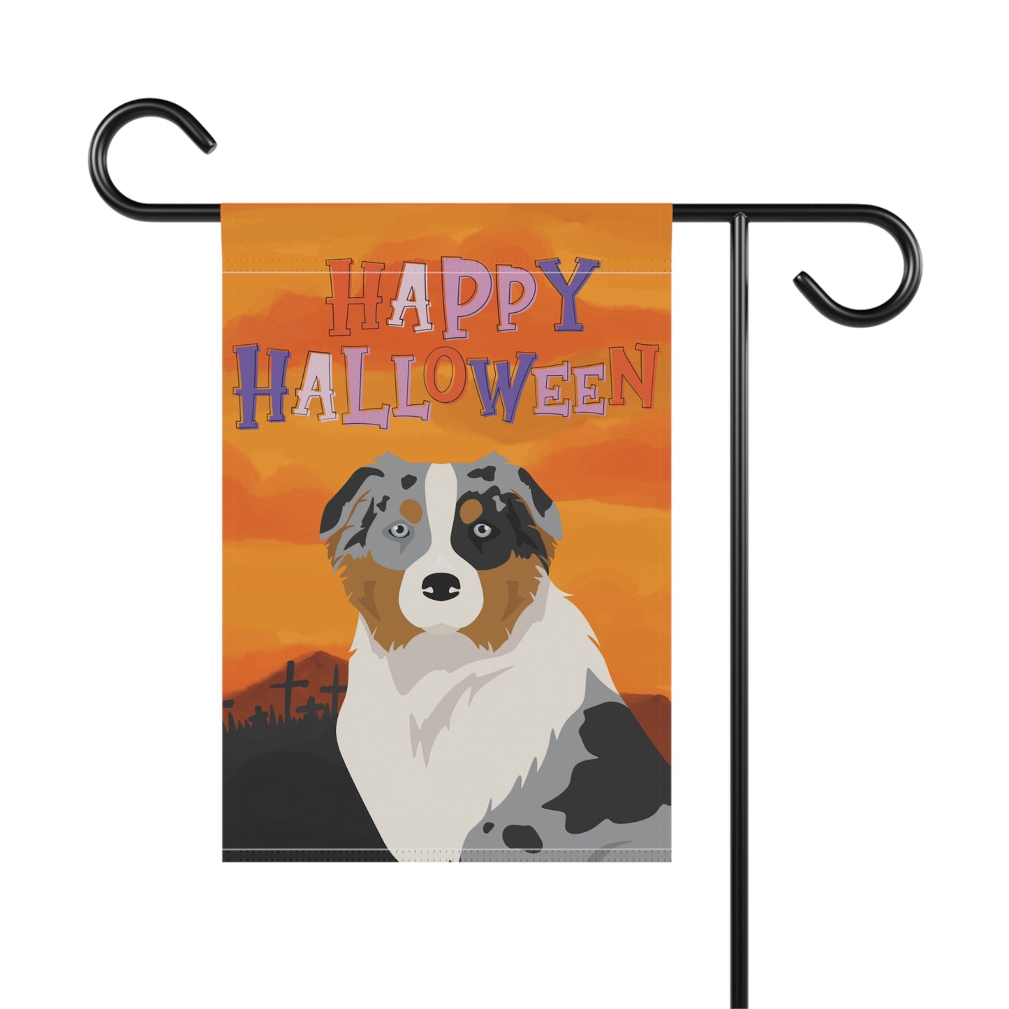 Australian Shepherd Dog Halloween Garden Flag