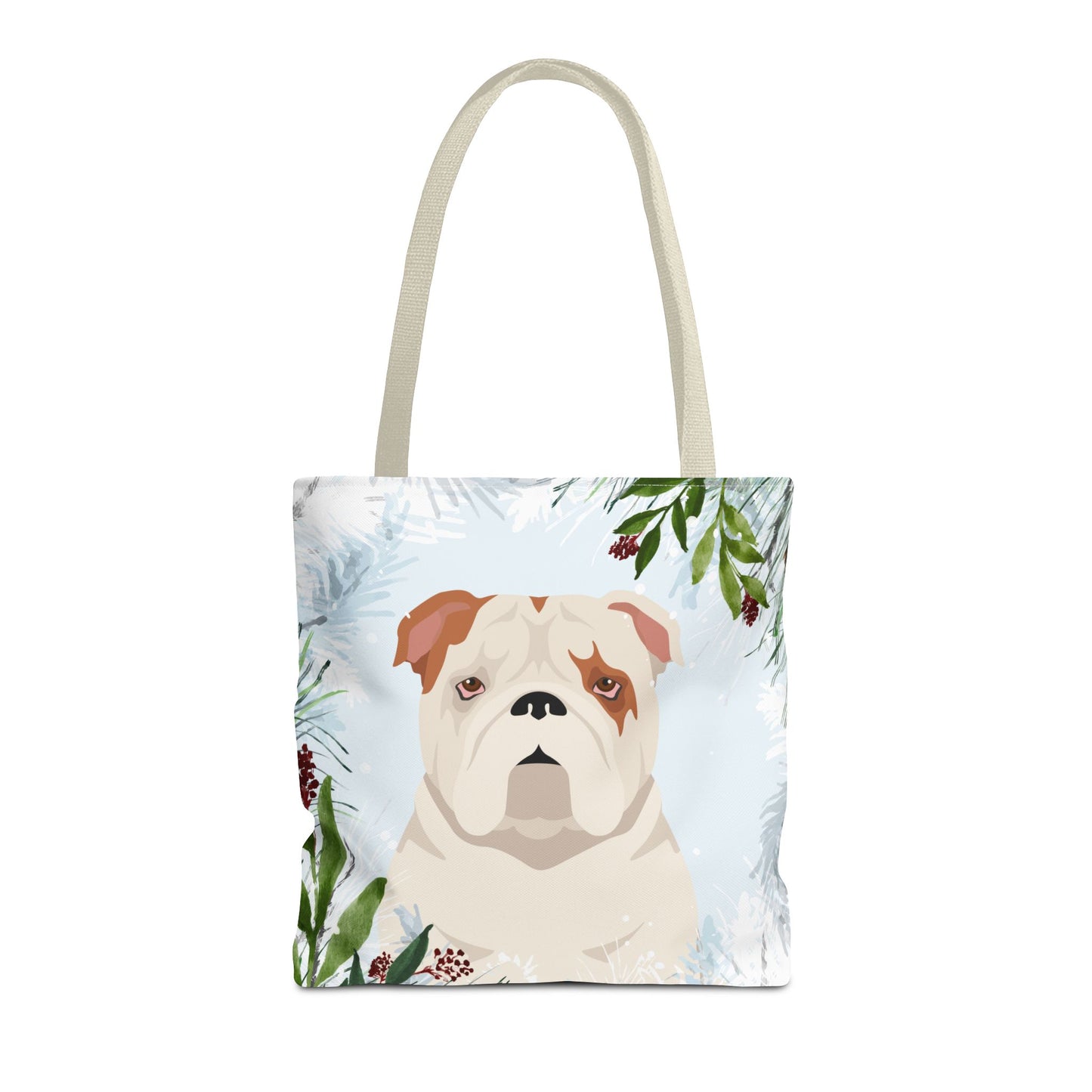 Bulldog Dog Christmas Holiday Tote Bag 16x16