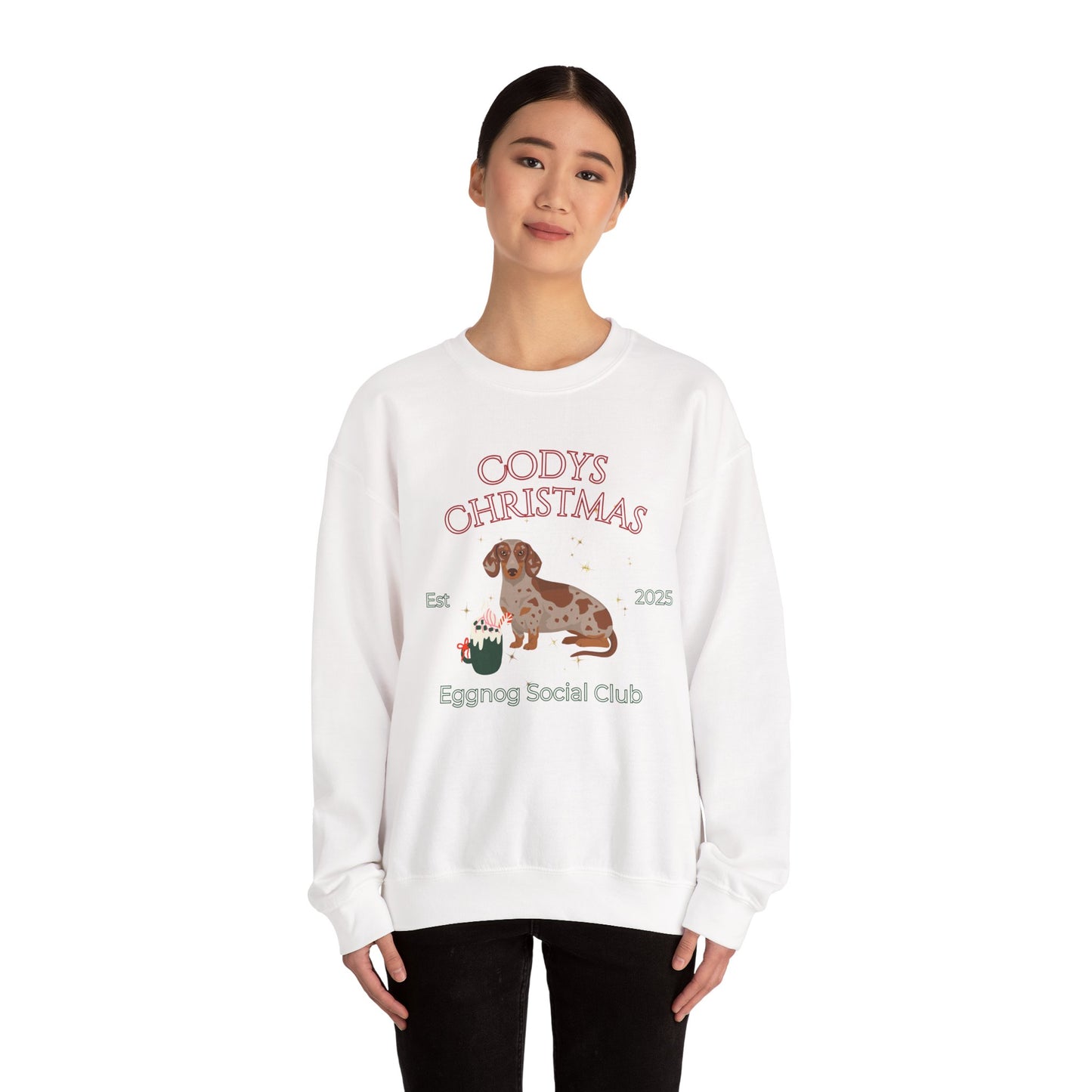Dachshund Dog Christmas Social Club Unisex Heavy Blend Crewneck Sweatshirt Custom Name