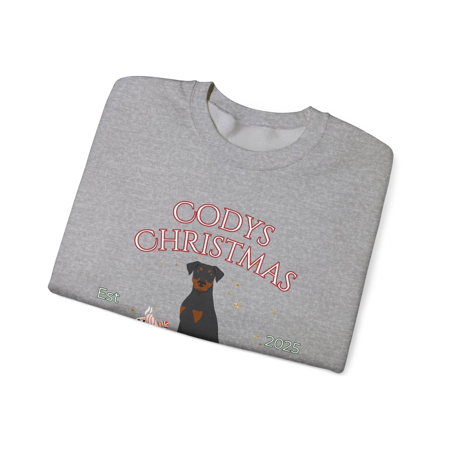 Doberman Pinscher Dog Christmas Social Club Unisex Heavy Blend Crewneck Sweatshirt Custom Name