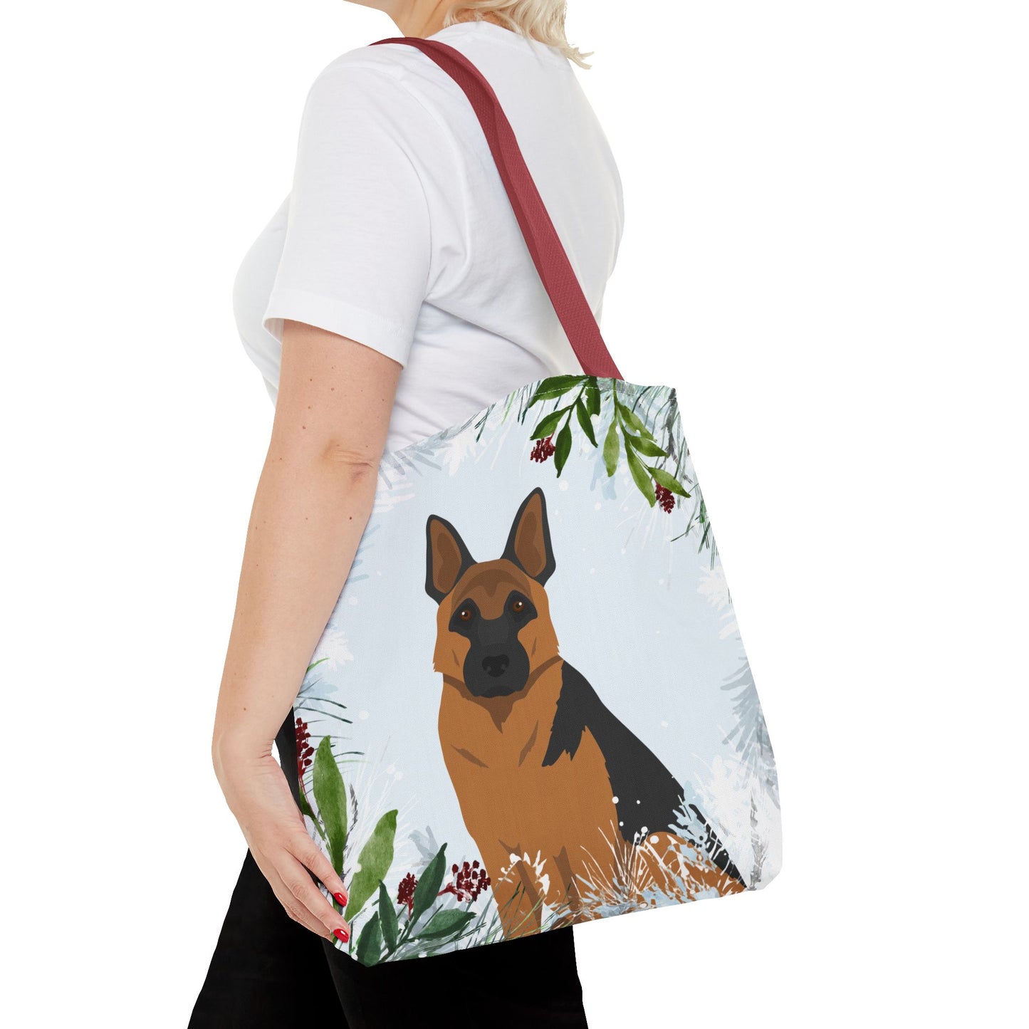 German Shepherd Dog Christmas Holiday Tote Bag 16x16