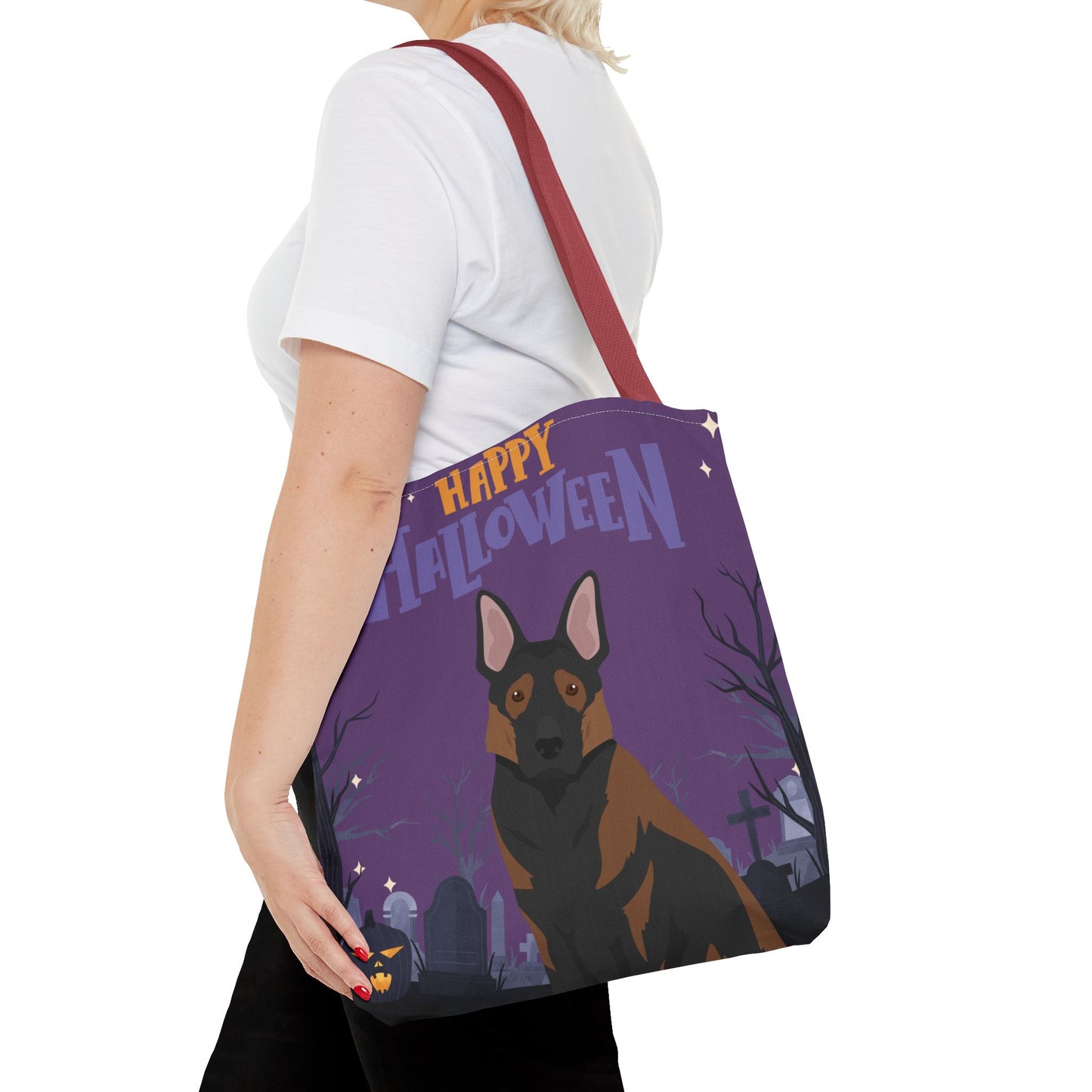 German Shepherd Dog Happy Halloween Tote Bag 16x16