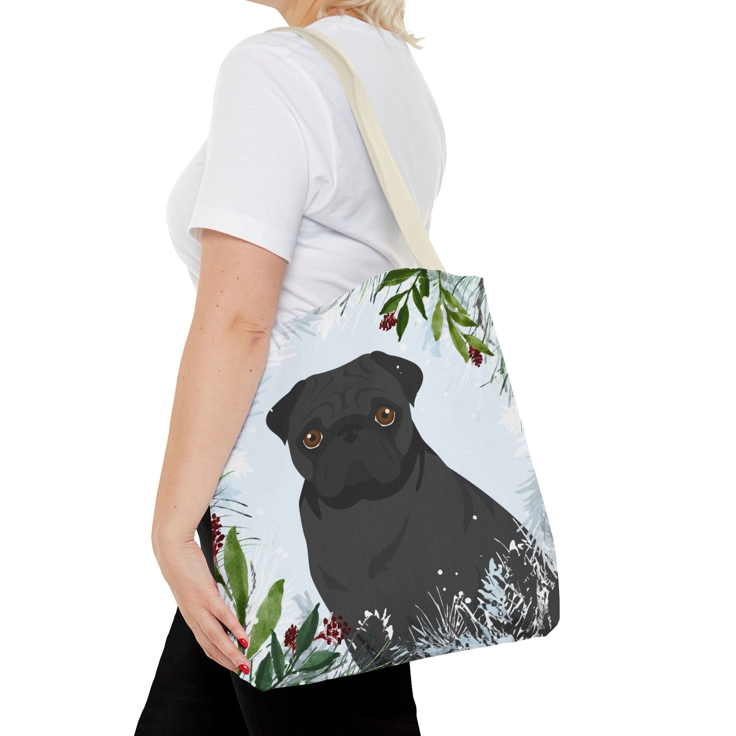Pug Dog Christmas Holiday Tote Bag 16x16