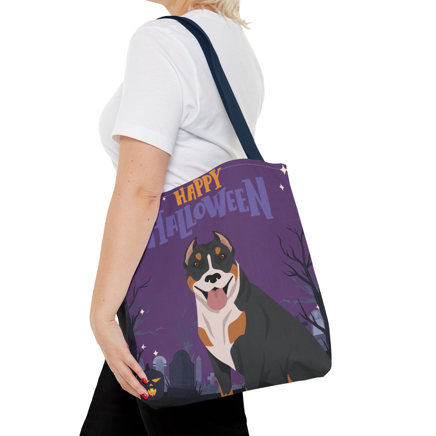 Pit Bull Dog Happy Halloween Tote Bag 16x16