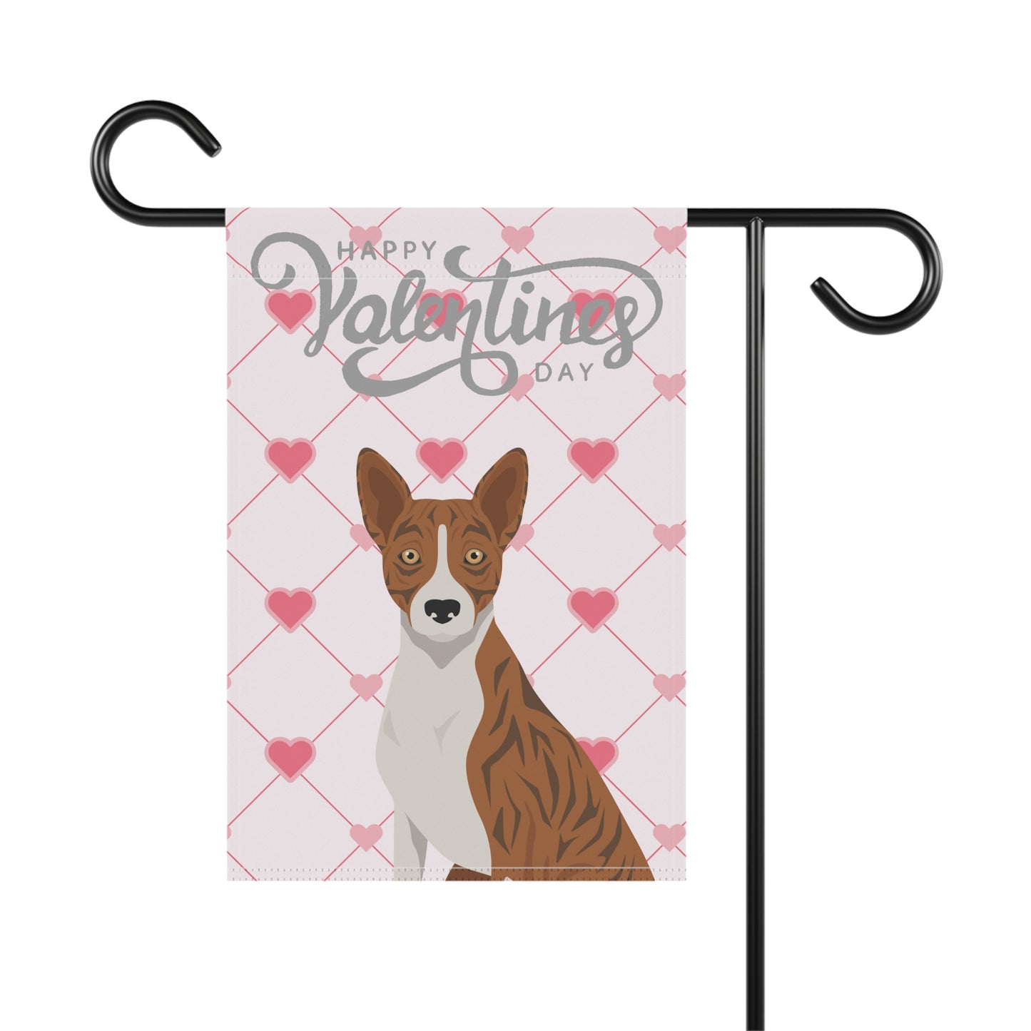 Basenji Dog Valentine's Day Garden Flag