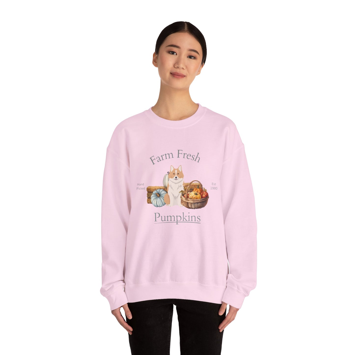 Icelandic Sheepdog Dog Fall Farm Fresh Unisex Heavy Blend Crewneck Sweatshirt