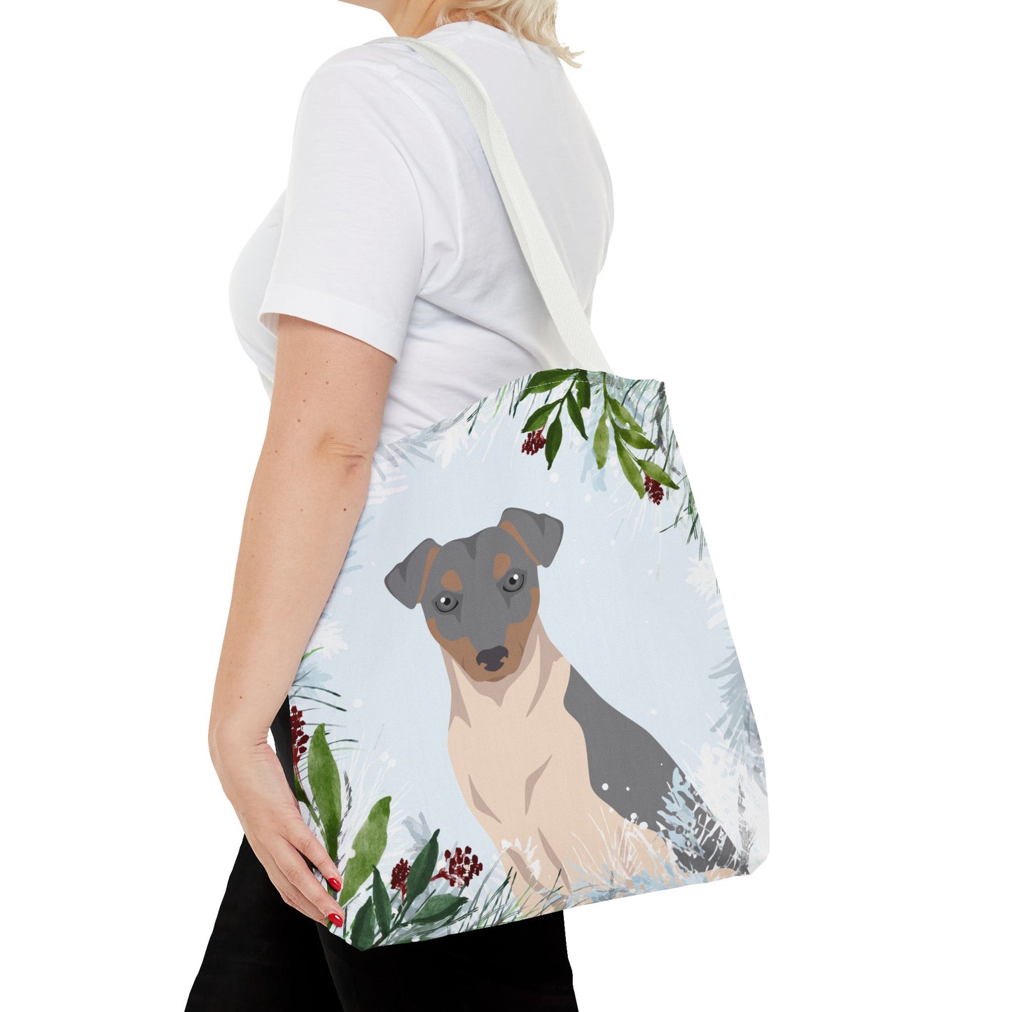 Brazillian Terrier Dog Christmas Holiday Tote Bag 16x16