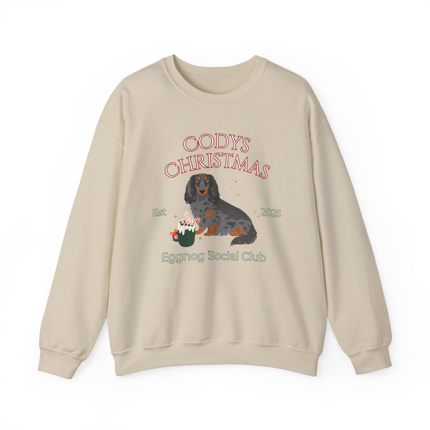 Dachshund Dog Christmas Social Club Unisex Heavy Blend Crewneck Sweatshirt Custom Name