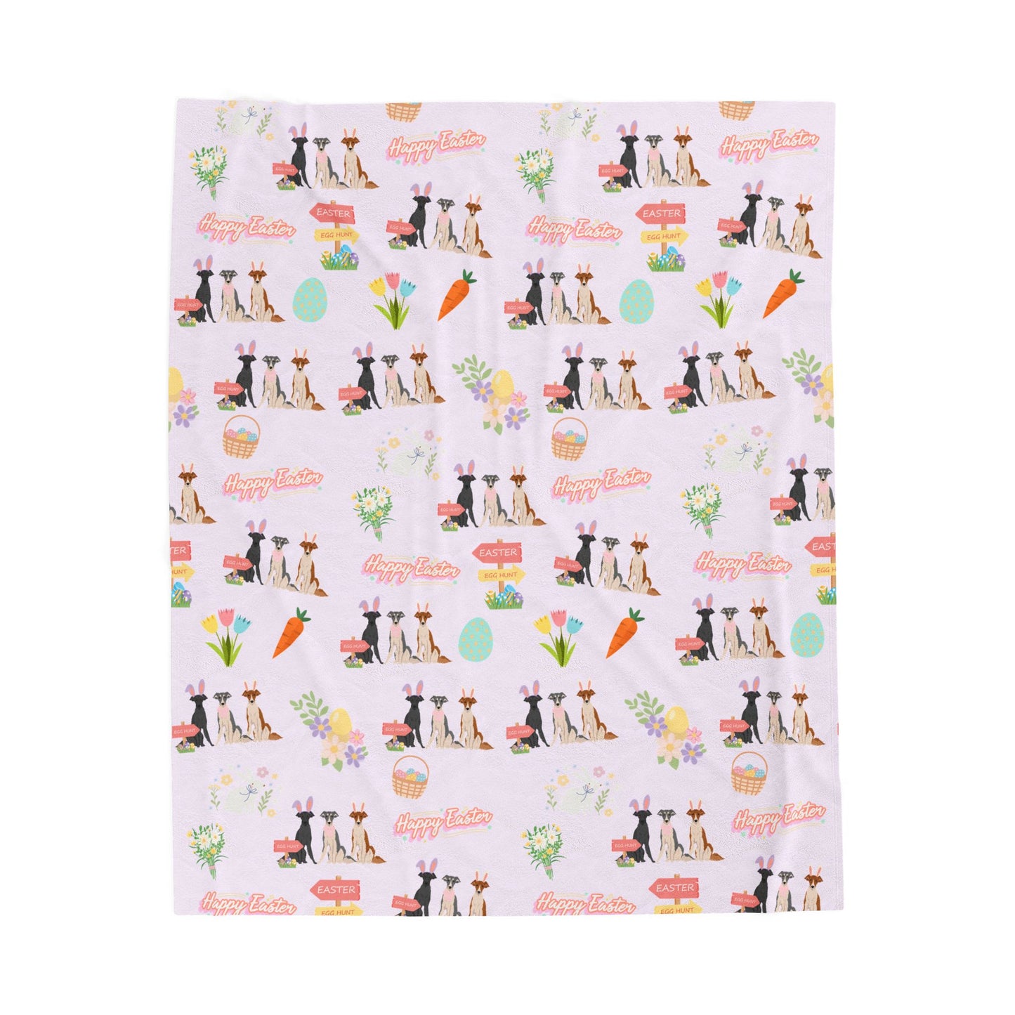Silken Windhound Dog Easter Velveteen Plush Blanket
