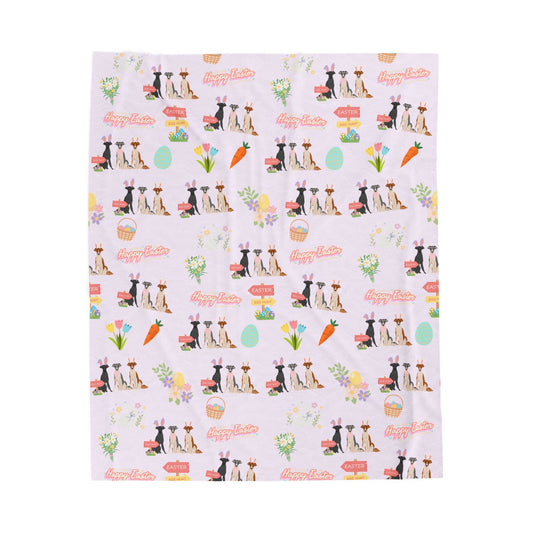 Silken Windhound Dog Easter Velveteen Plush Blanket