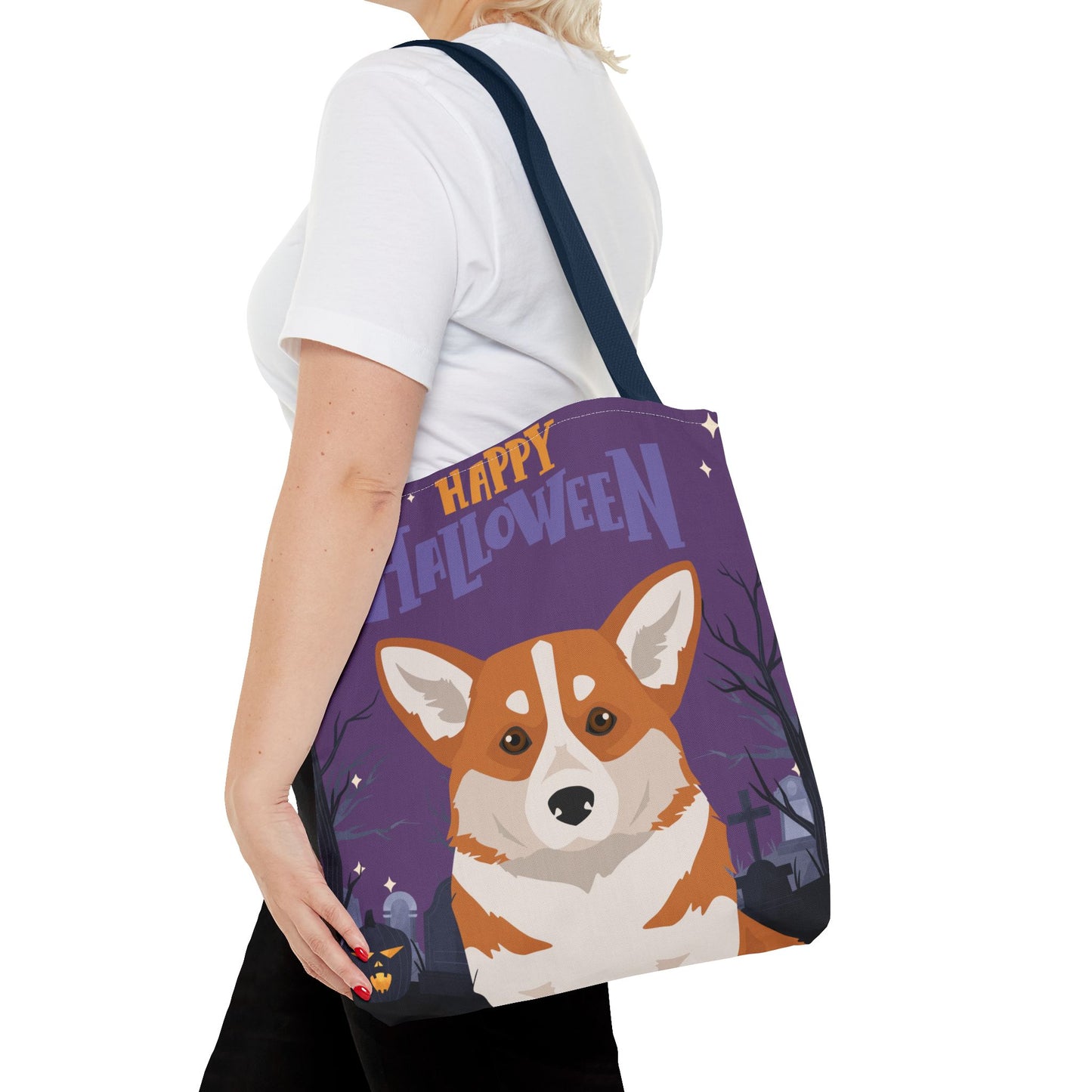 Pembroke Welsh Corgi Dog Happy Halloween Tote Bag 16x16