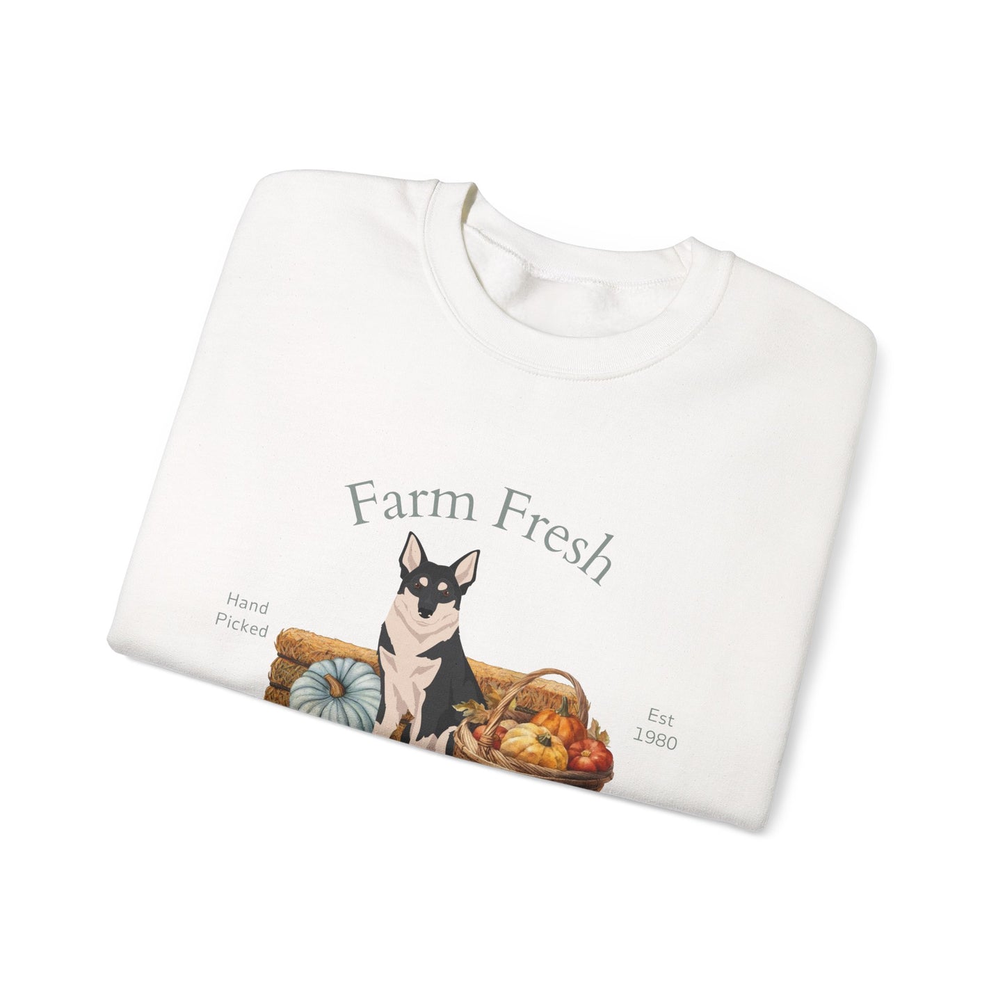 Swedish Elkhound Dog Fall Farm Fresh Unisex Heavy Blend Crewneck Sweatshirt