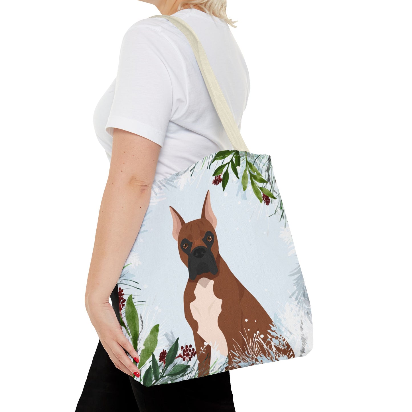 Boxer Dog Christmas Holiday Tote Bag 16x16