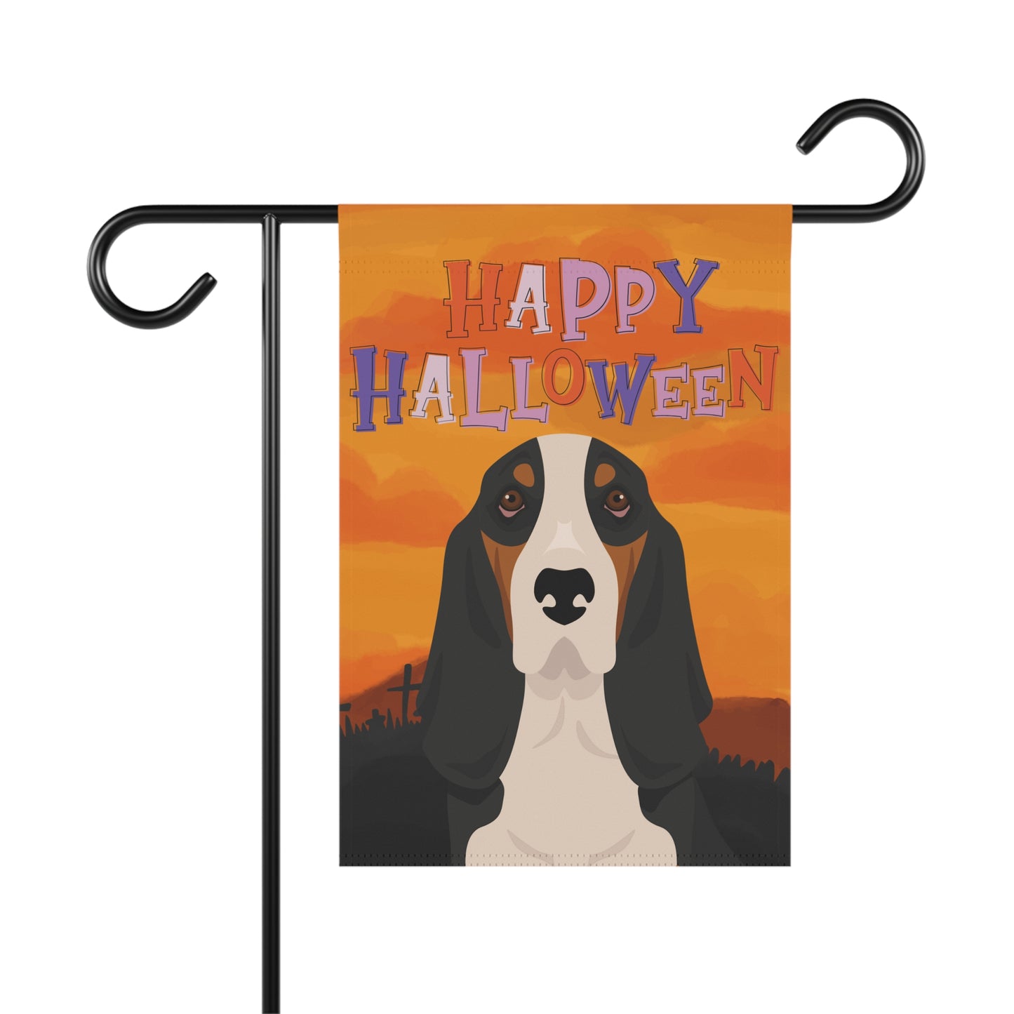 Basset Hound Dog Halloween Garden Flag