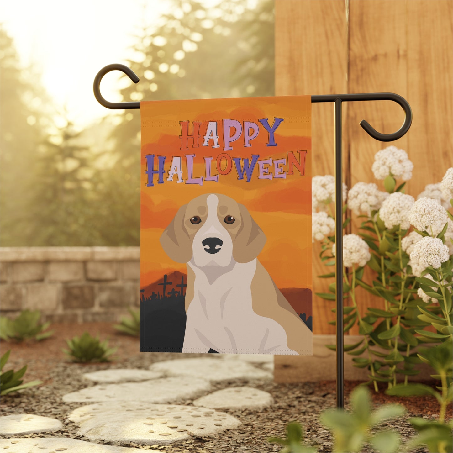 Beagle Dog Halloween Garden Flag