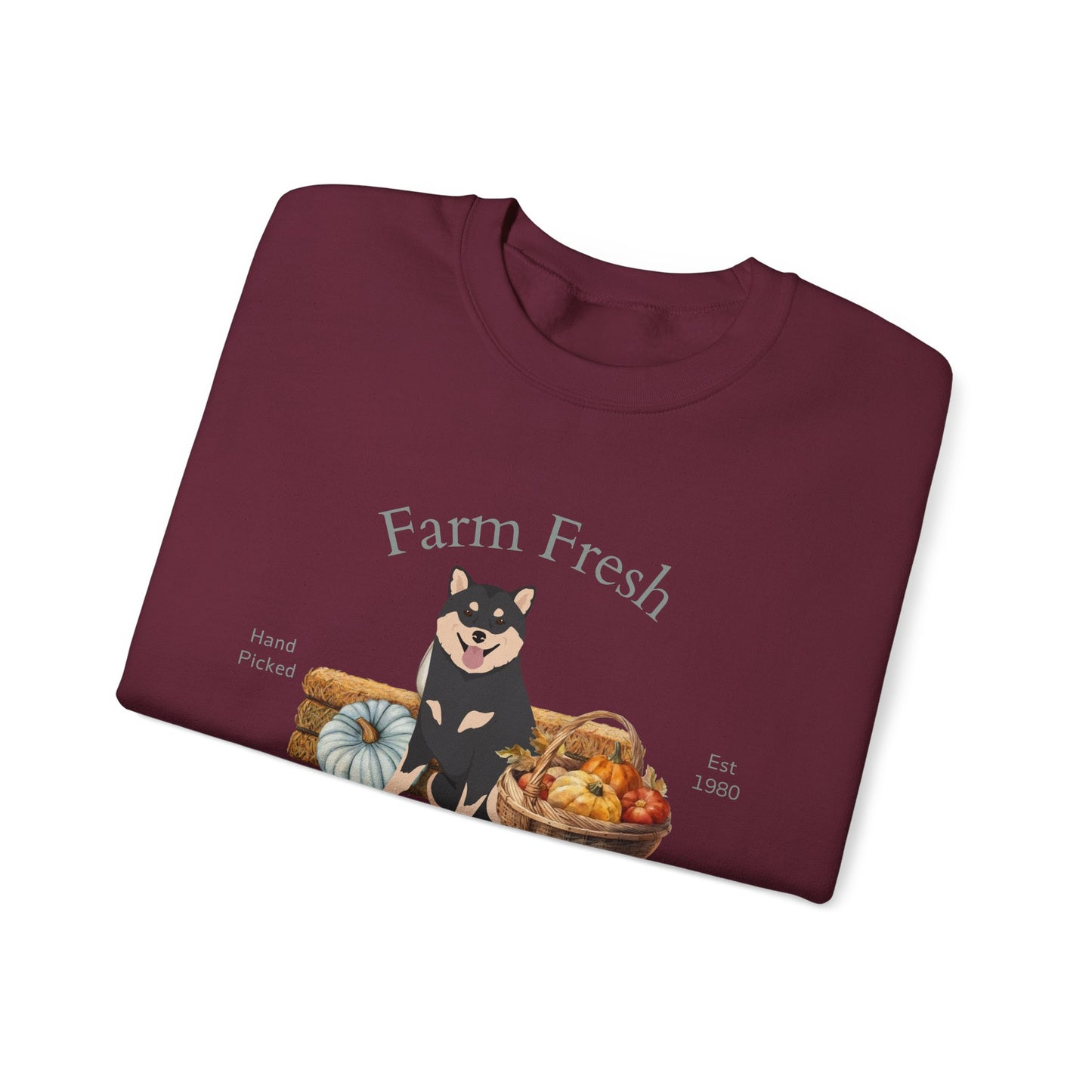 Shiba Inu Dog Fall Farm Fresh Unisex Heavy Blend Crewneck Sweatshirt