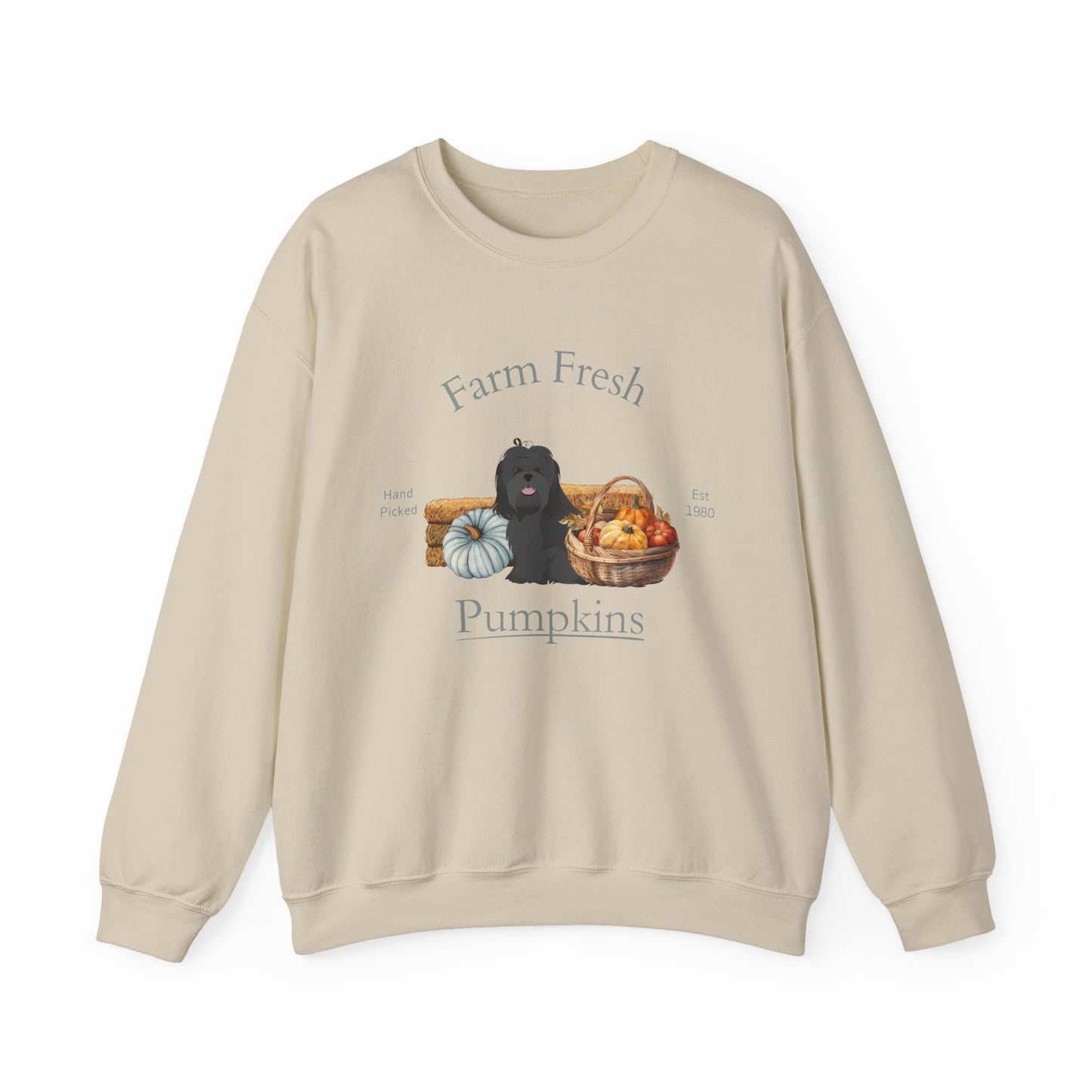 Lhasa Apso Dog Fall Farm Fresh Unisex Heavy Blend Crewneck Sweatshirt