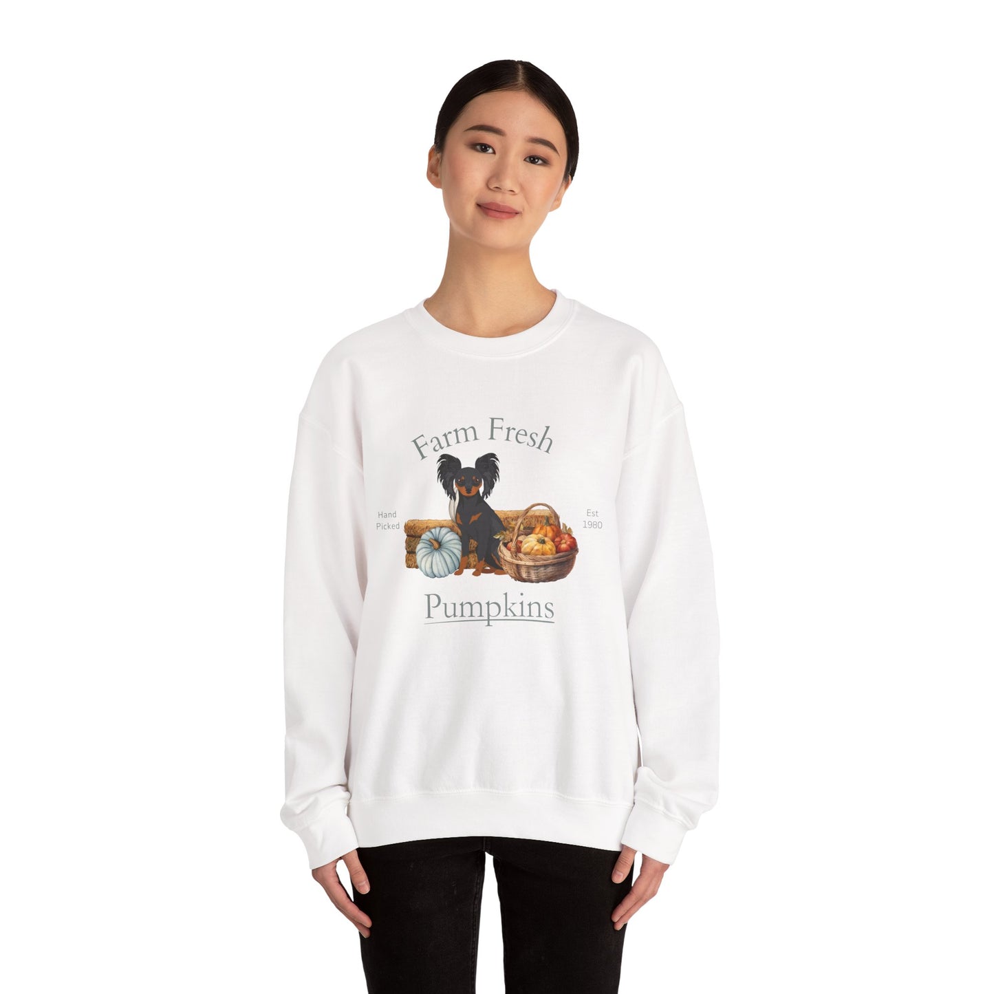 Russian Toy Terrier Dog Fall Farm Fresh Unisex Heavy Blend Crewneck Sweatshirt