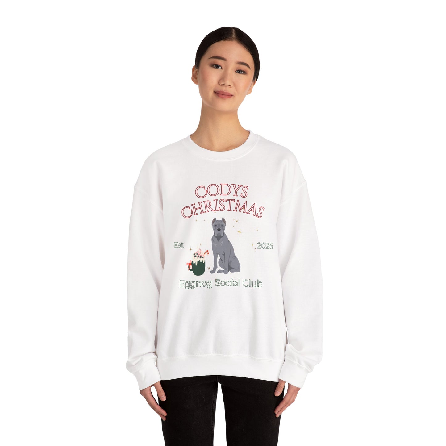 Cane Corso Dog Christmas Social Club Unisex Heavy Blend Crewneck Sweatshirt Custom Name