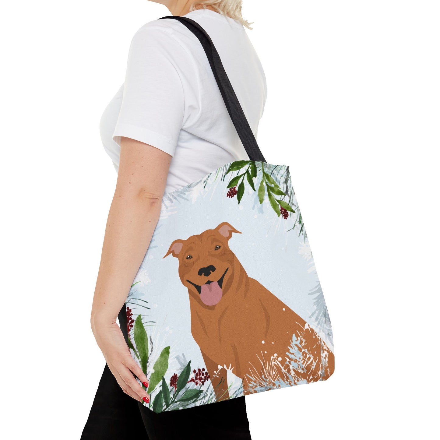 Pit Bull Dog Christmas Holiday Tote Bag 16x16