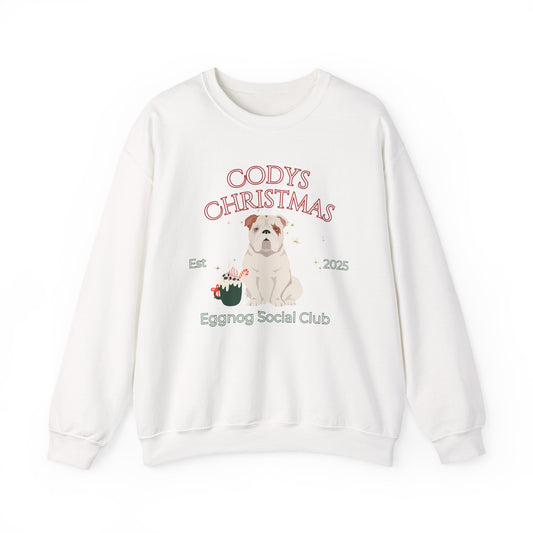Bulldog Dog Christmas Social Club Unisex Heavy Blend Crewneck Sweatshirt Custom Name
