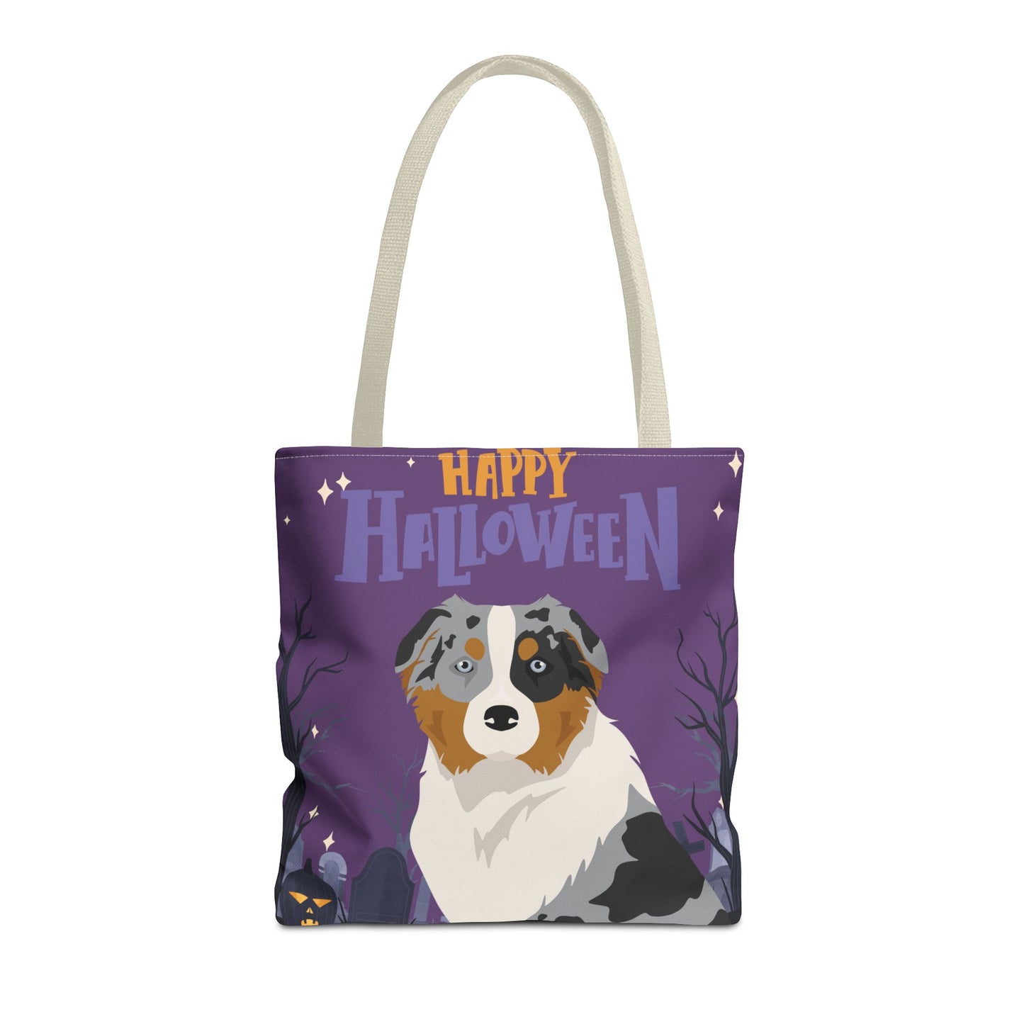Australian Shepherd Dog Happy Halloween Tote Bag 16x16