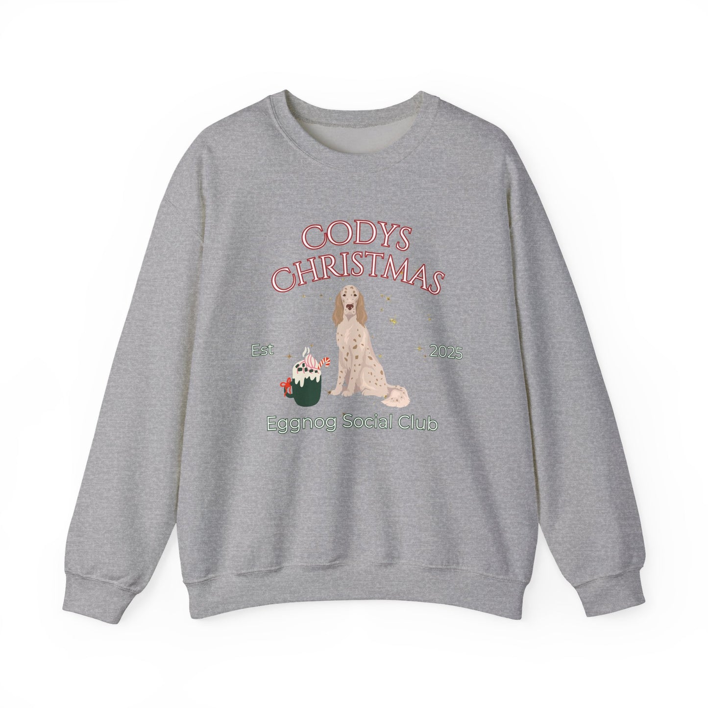 English Setter Dog Christmas Social Club Unisex Heavy Blend Crewneck Sweatshirt Custom Name
