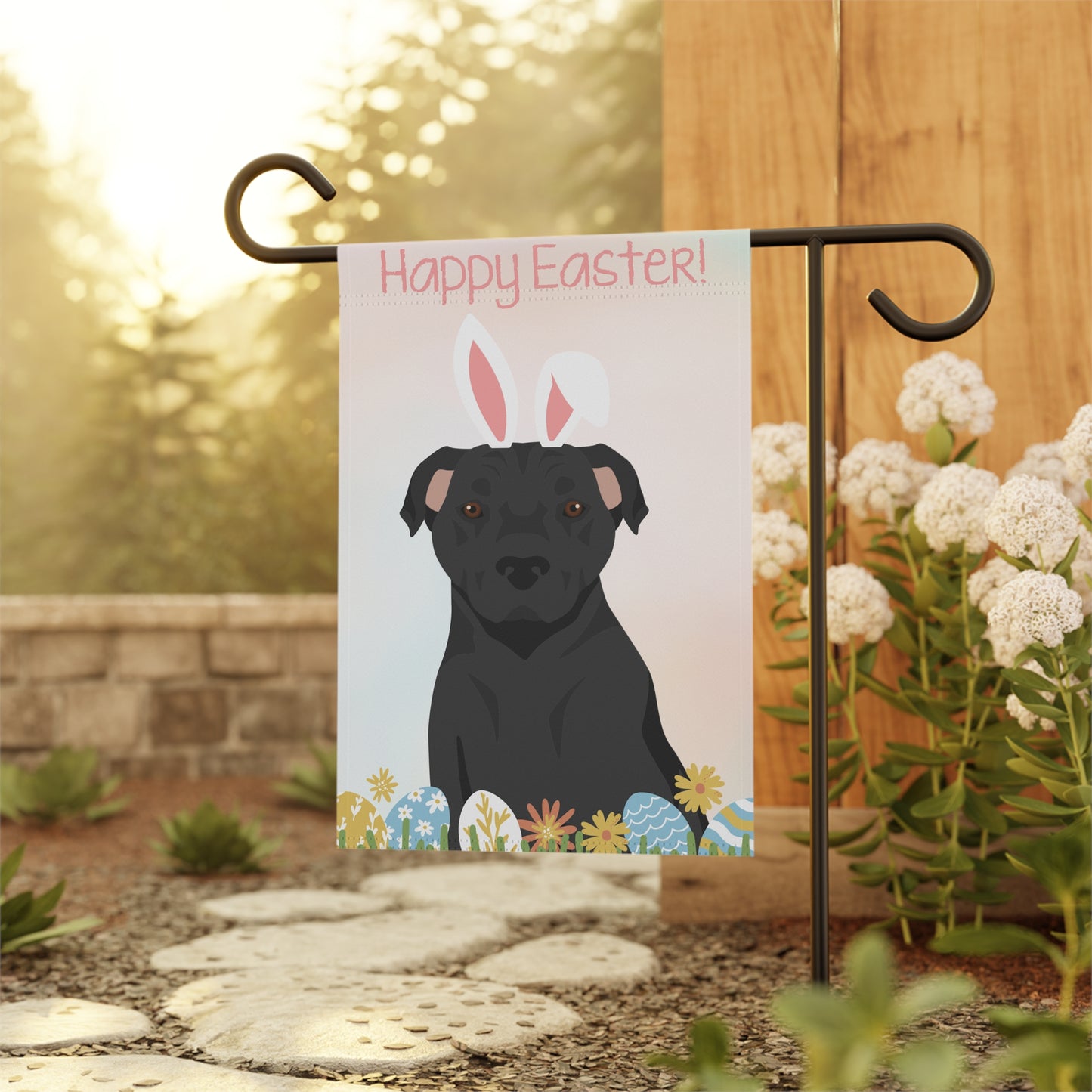 American Staffordshire Bull Terrier Dog Happy Easter Garden Flag