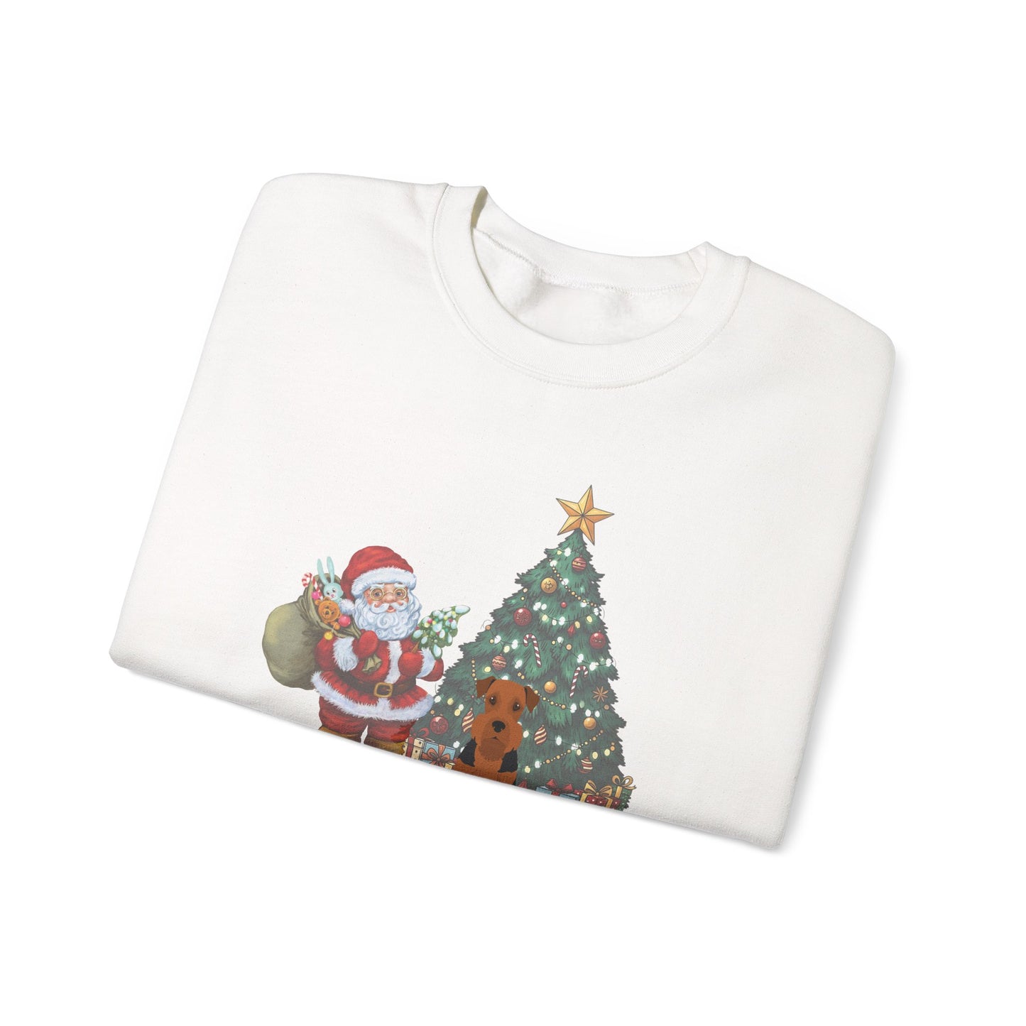 Airedale Terrier Dog Santa's Little Helper Unisex Heavy Blend Crewneck Sweatshirt