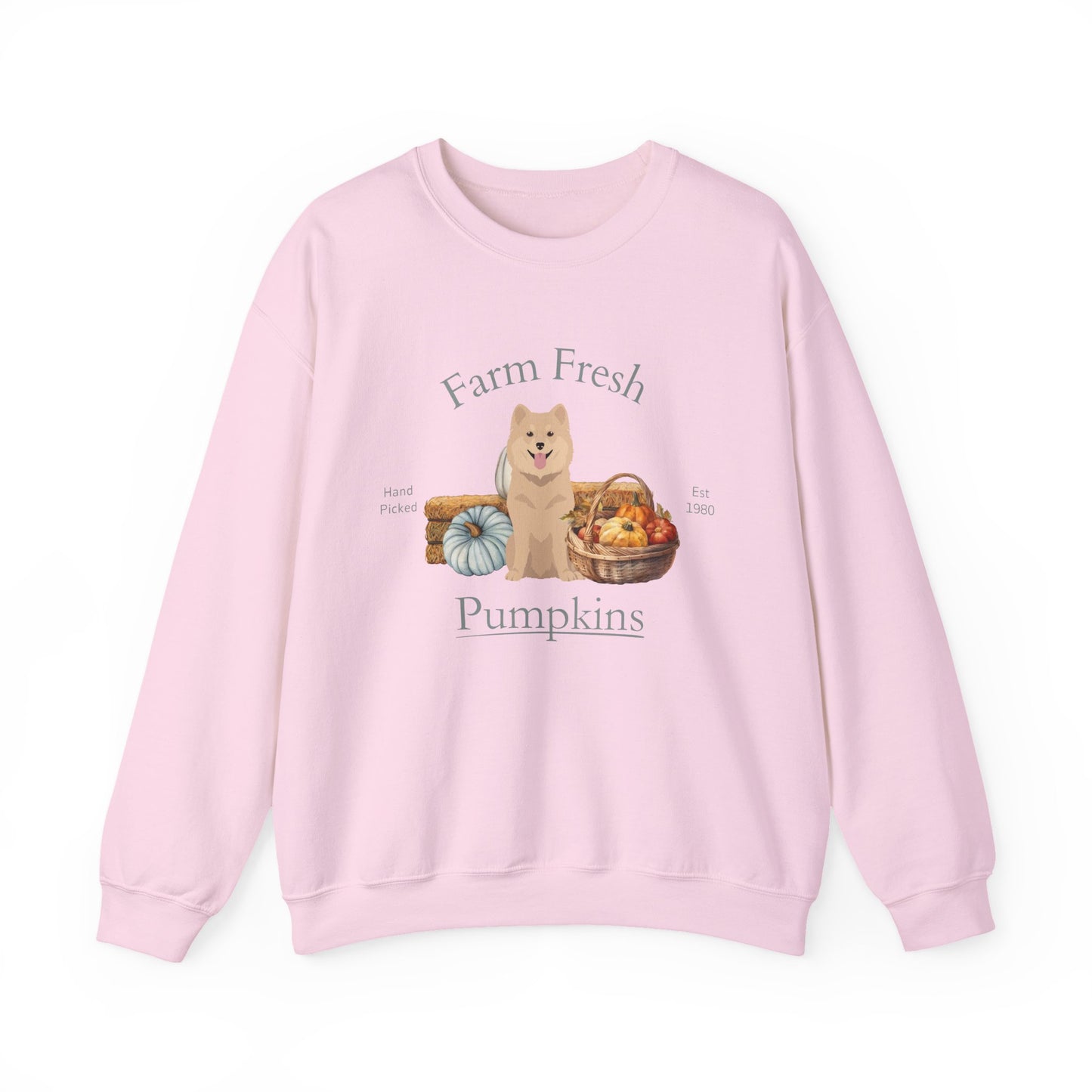 Finnish Lapphund Dog Fall Farm Fresh Unisex Heavy Blend Crewneck Sweatshirt