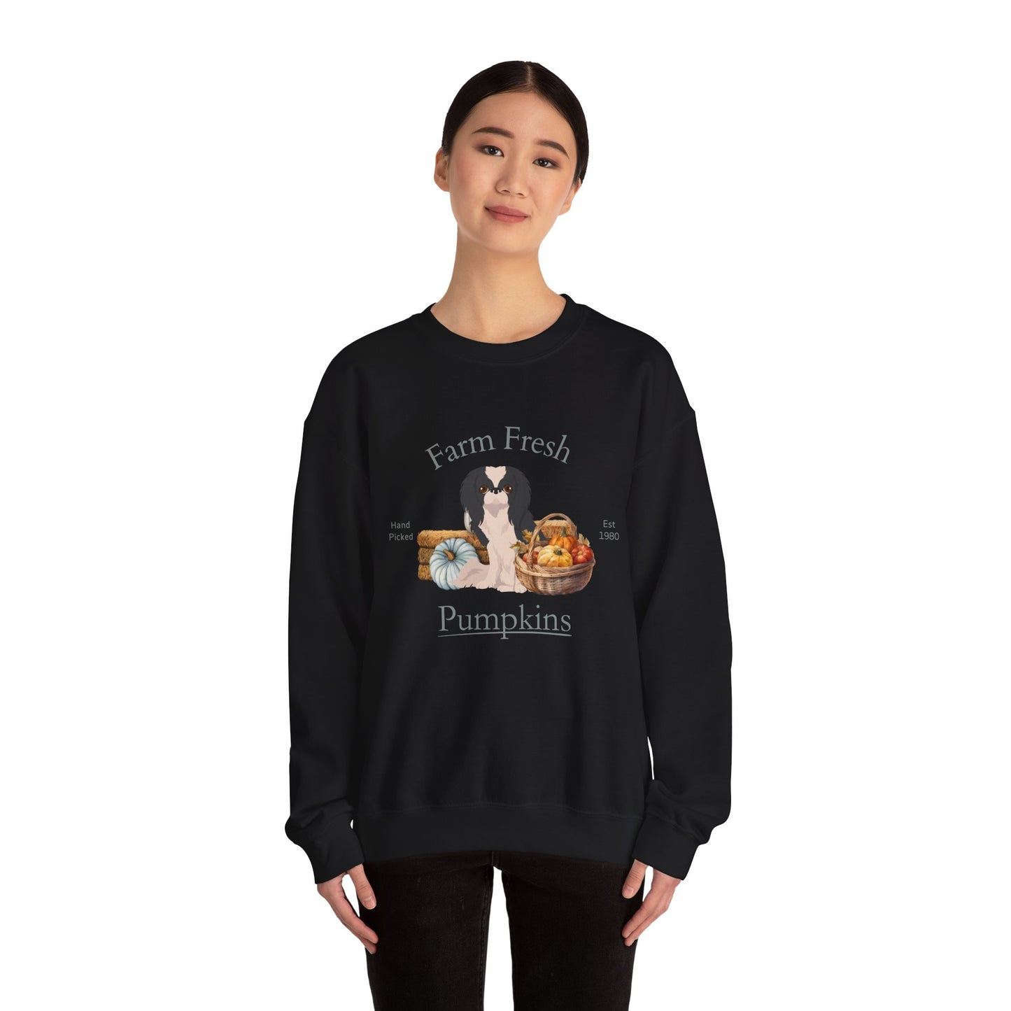 Japanese Chin Dog Fall Farm Fresh Unisex Heavy Blend Crewneck Sweatshirt