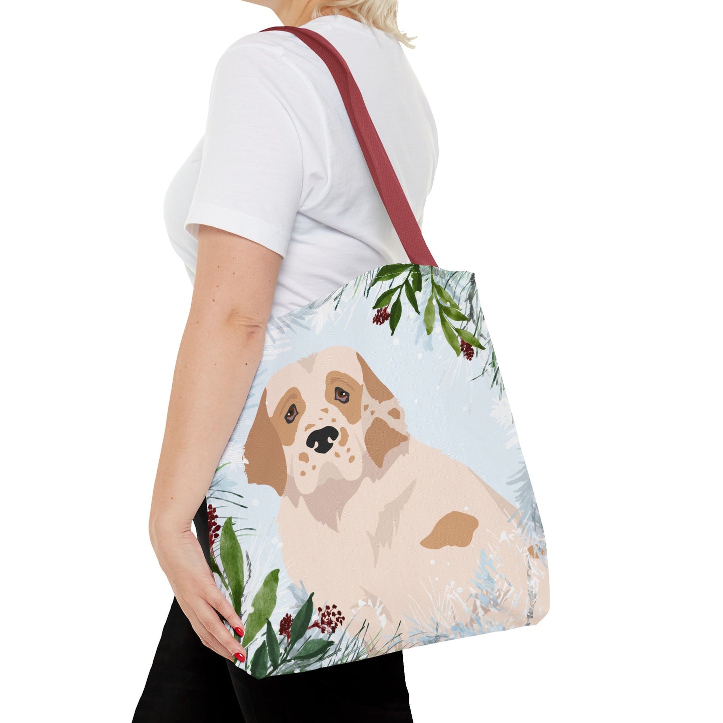 Clumber Spaniel Dog Christmas Holiday Tote Bag 16x16