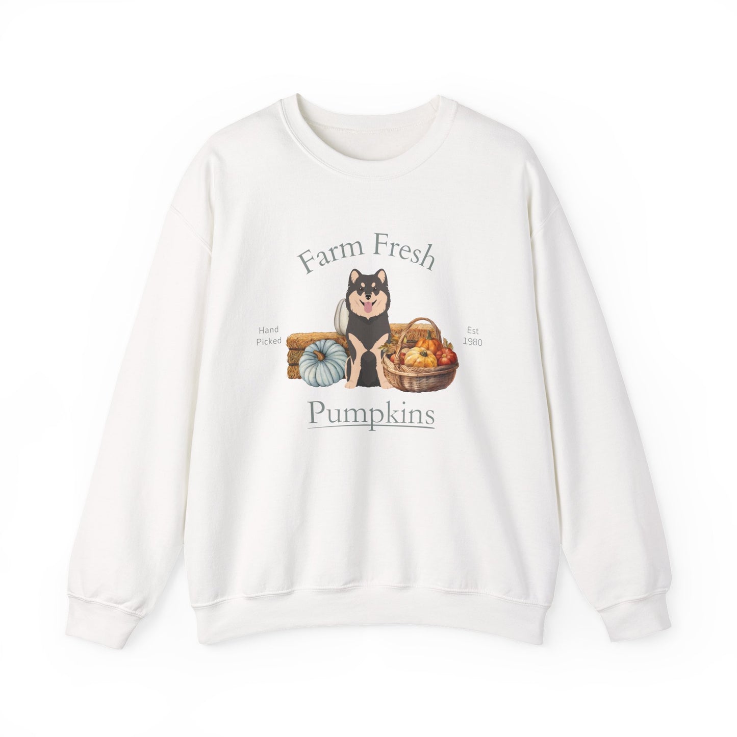 Finnish Lapphund Dog Fall Farm Fresh Unisex Heavy Blend Crewneck Sweatshirt