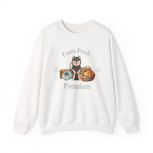 Finnish Lapphund Dog Fall Farm Fresh Unisex Heavy Blend Crewneck Sweatshirt