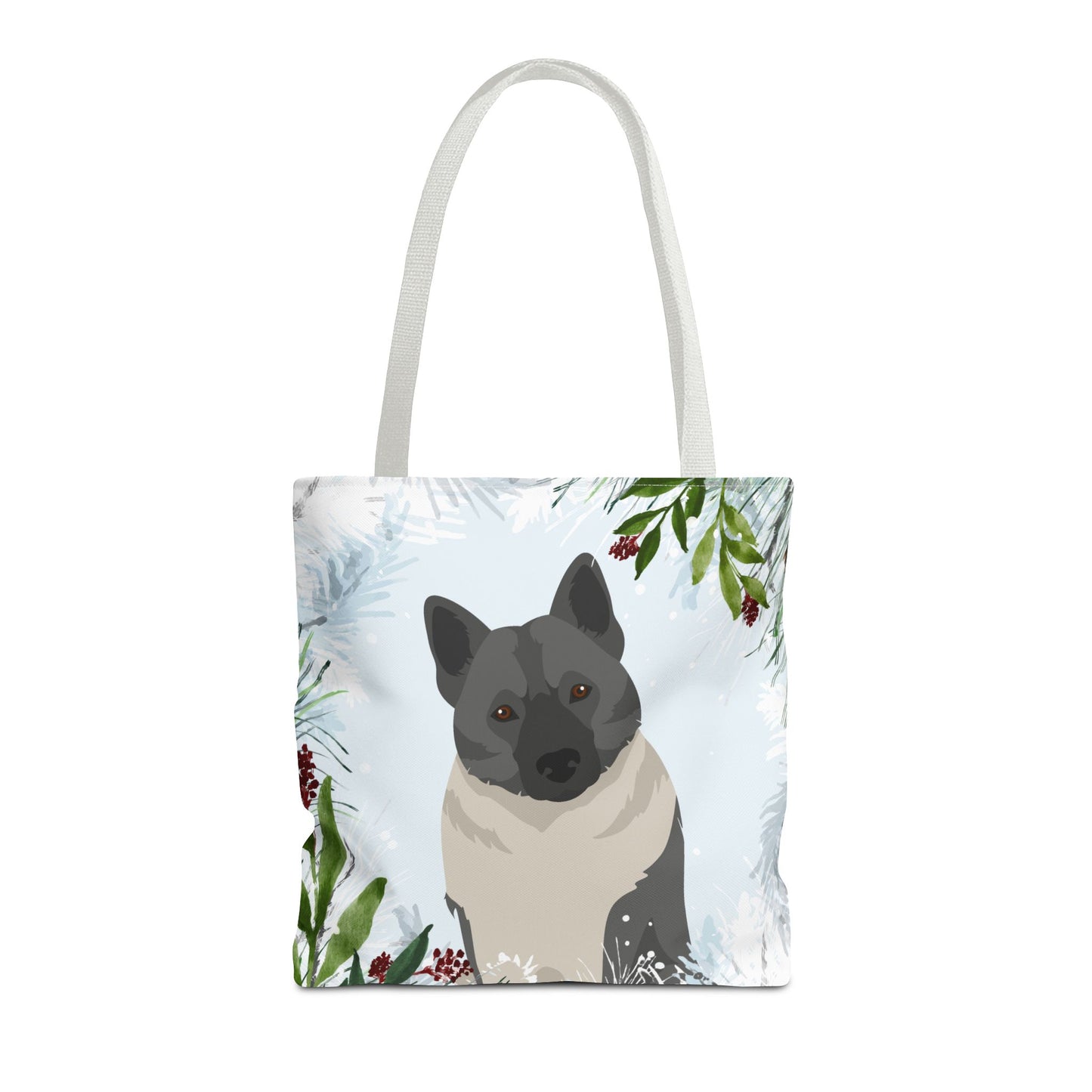 Norwegian Elkhound Dog Christmas Holiday Tote Bag 16x16