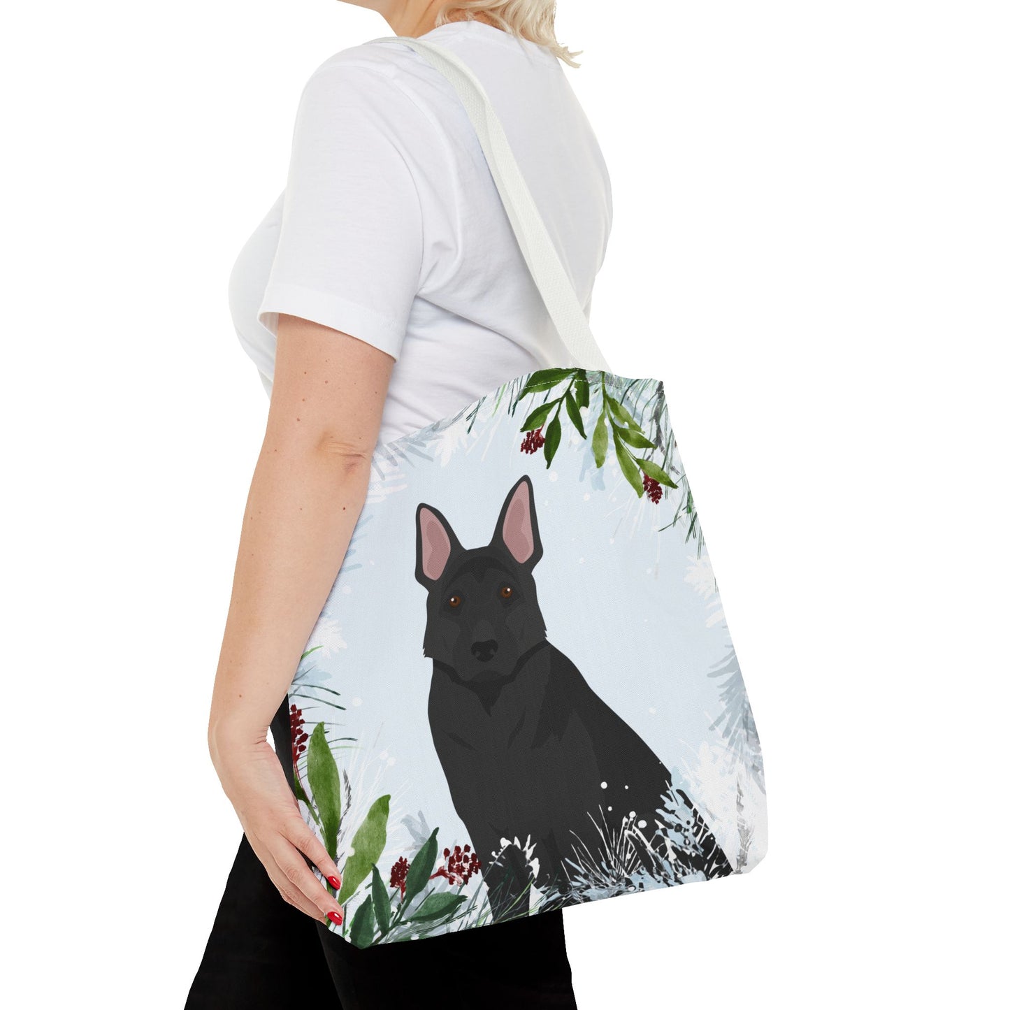 German Shepherd Dog Christmas Holiday Tote Bag 16x16