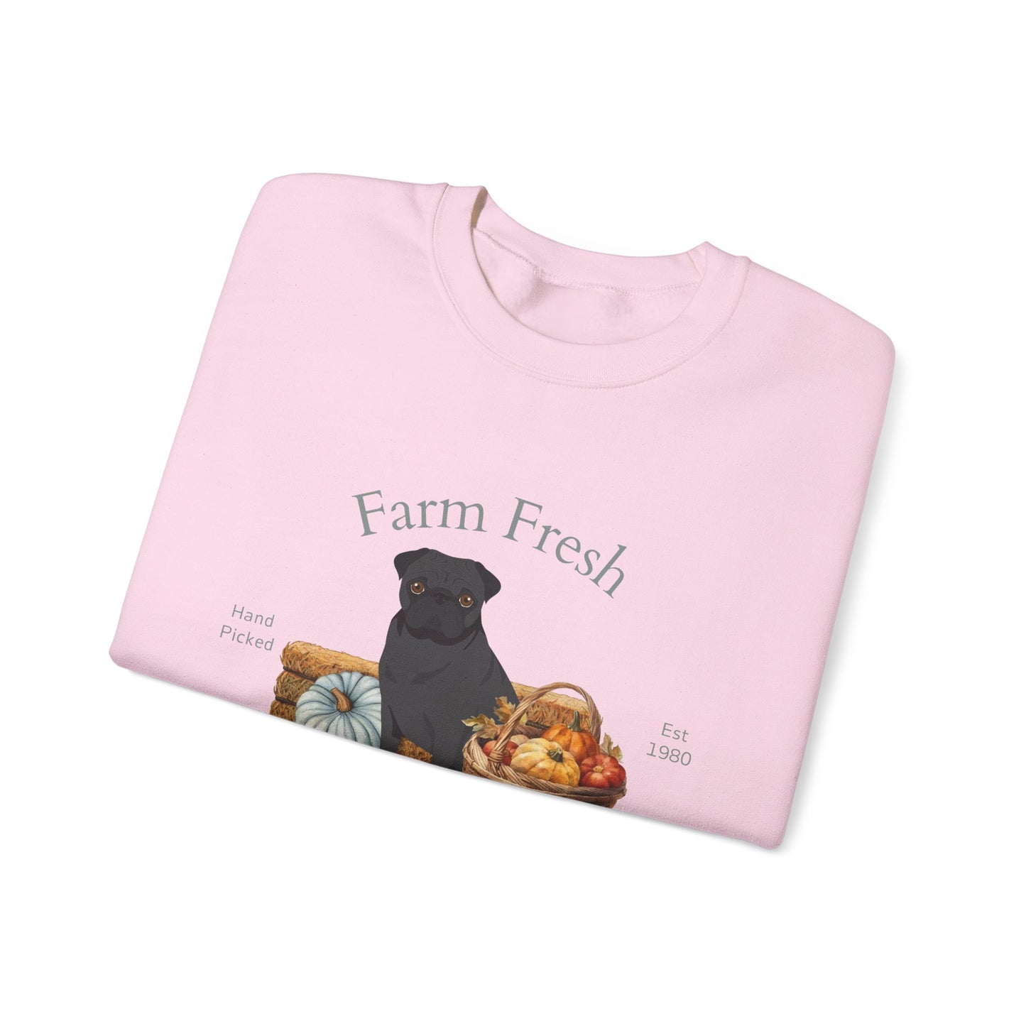 Pug Dog Fall Farm Fresh Unisex Heavy Blend Crewneck Sweatshirt