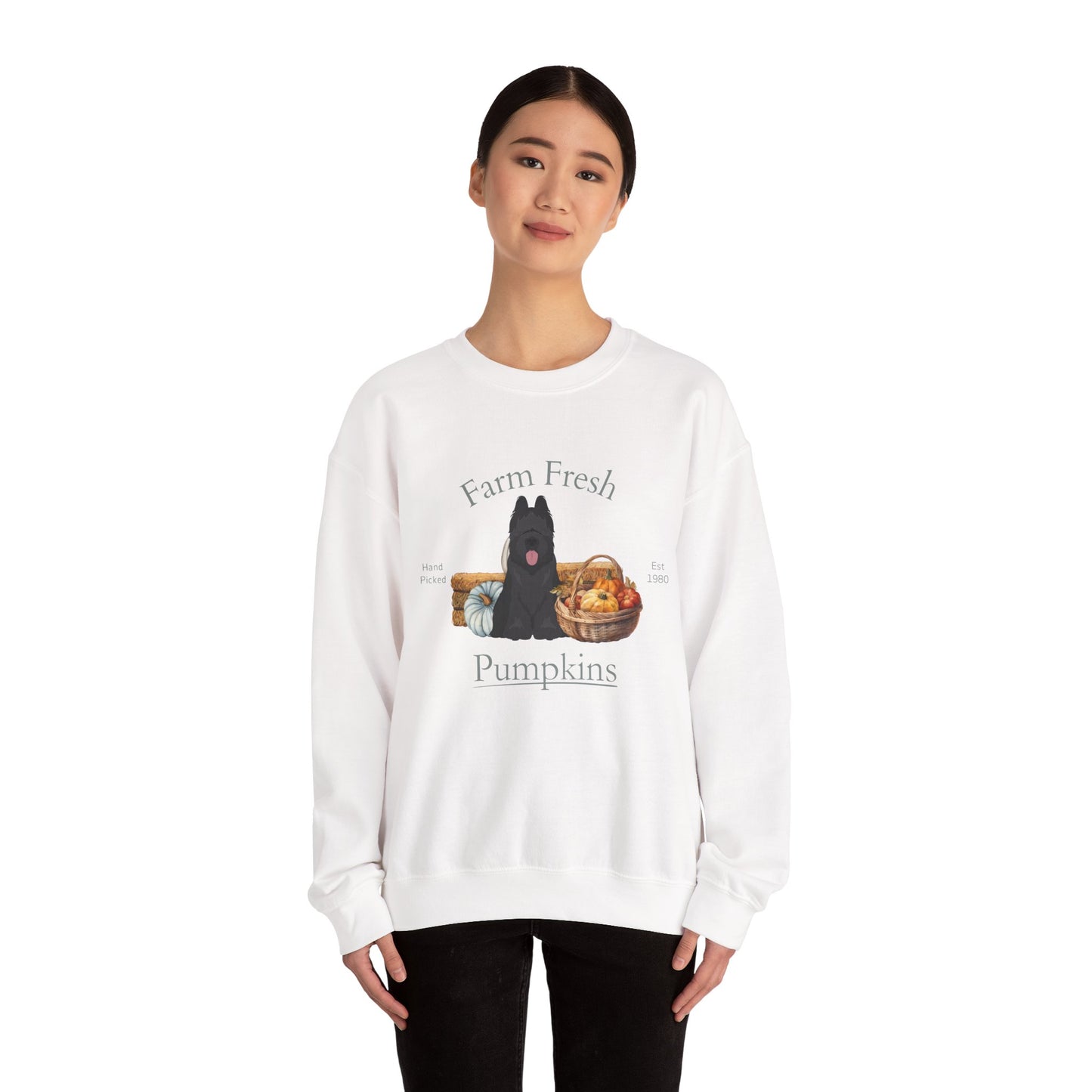 Briard Dog Fall Farm Fresh Unisex Heavy Blend Crewneck Sweatshirt